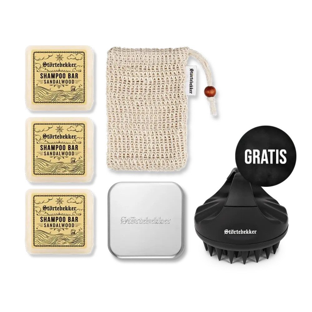 Störtebekker Festes Haarshampoo x 3 - Duschset Hair inkl. GRATIS Scalp Brush