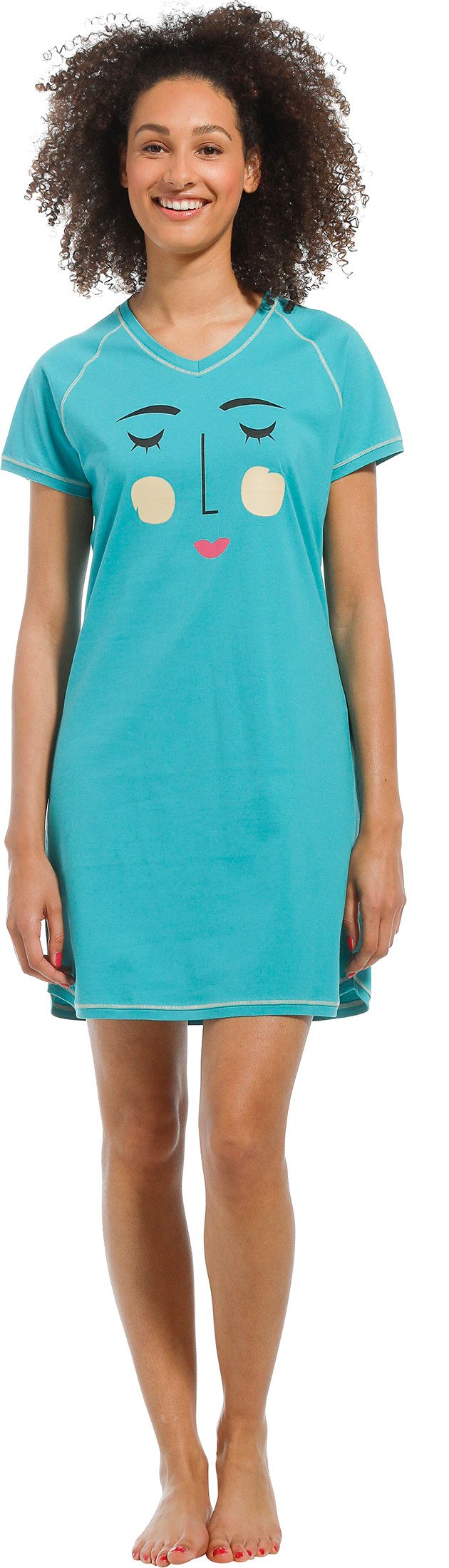 Rebelle Nachthemd Damen Schlafshirt mit kurzem Arm (1-tlg) Modisches Design