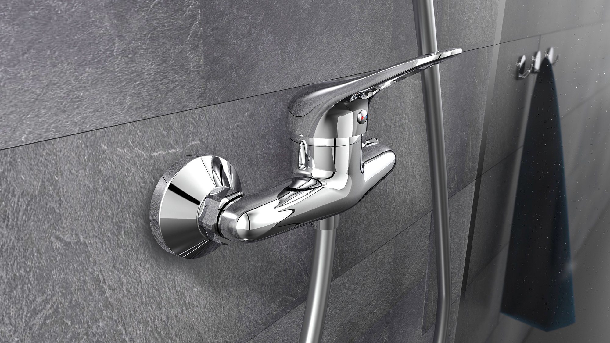 Schütte Duscharmatur Porto Wasserhahn Bad, Mischbatterie Dusche in Chrom – Bild 2 von 4