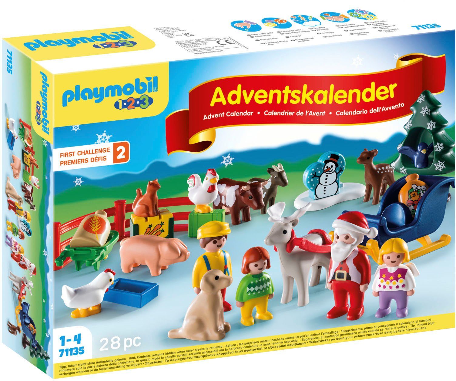 Playmobil® Spielzeug-Adventskalender Spielbausteine, Weihnacht Bauernhof  (71135), 1.2.3.
