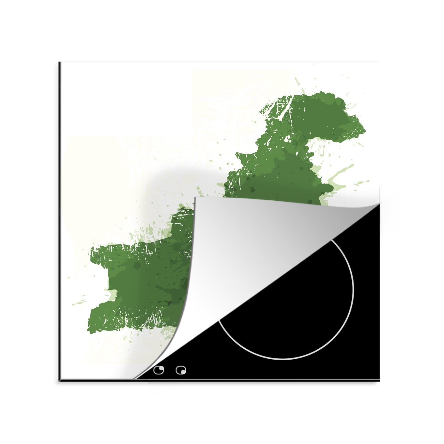 Arbeitsplatte tlg), Vinyl, küche Flagge, der für Herdblende-/Abdeckplatte einer Farben den 78x78 Ceranfeldabdeckung, cm, Illustration Pakistan mit von MuchoWow (1 Karte