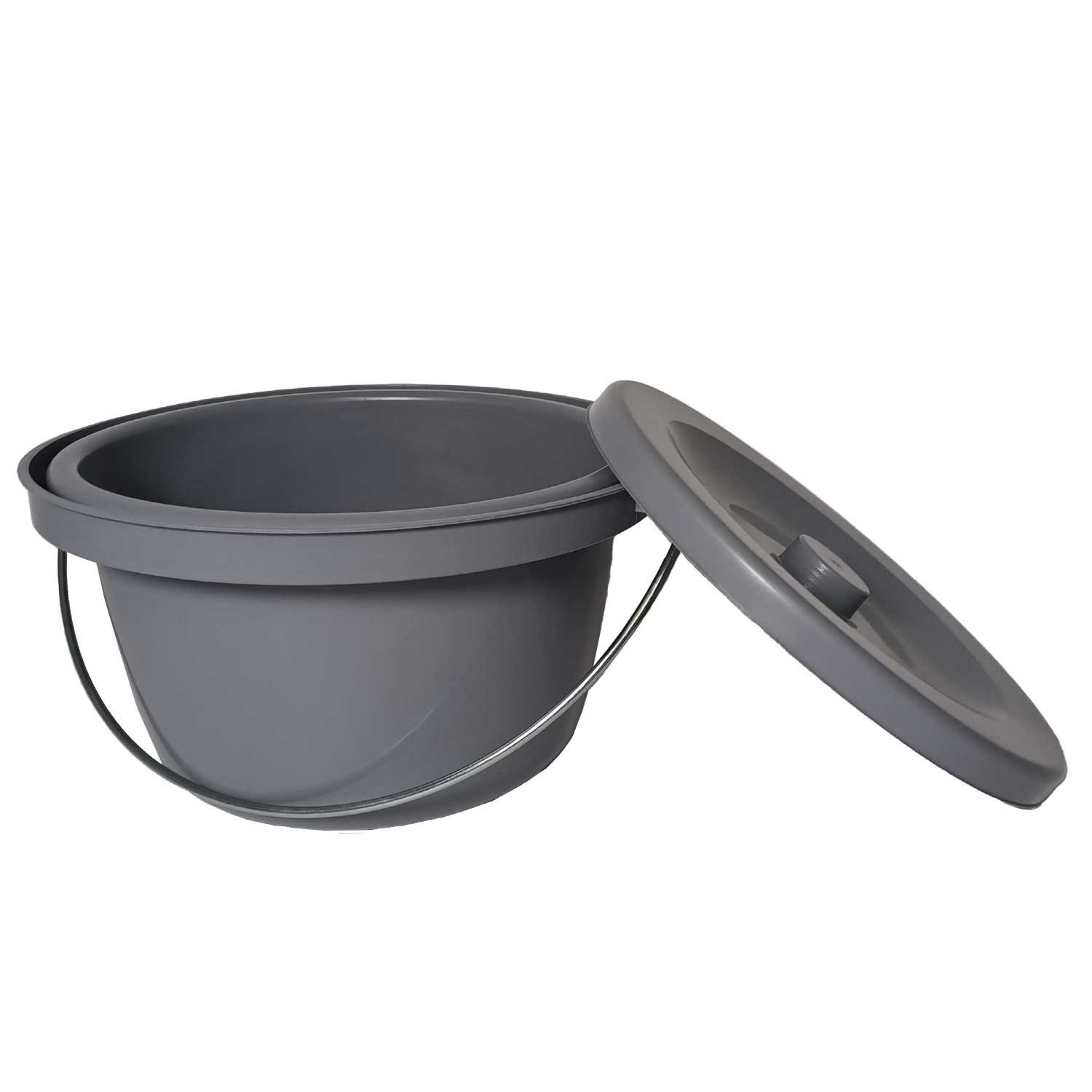 RUSSKA Toilettenstuhl-Eimer Russka Toiletteneimer für Toilettenstühle, grau, mit Deckel