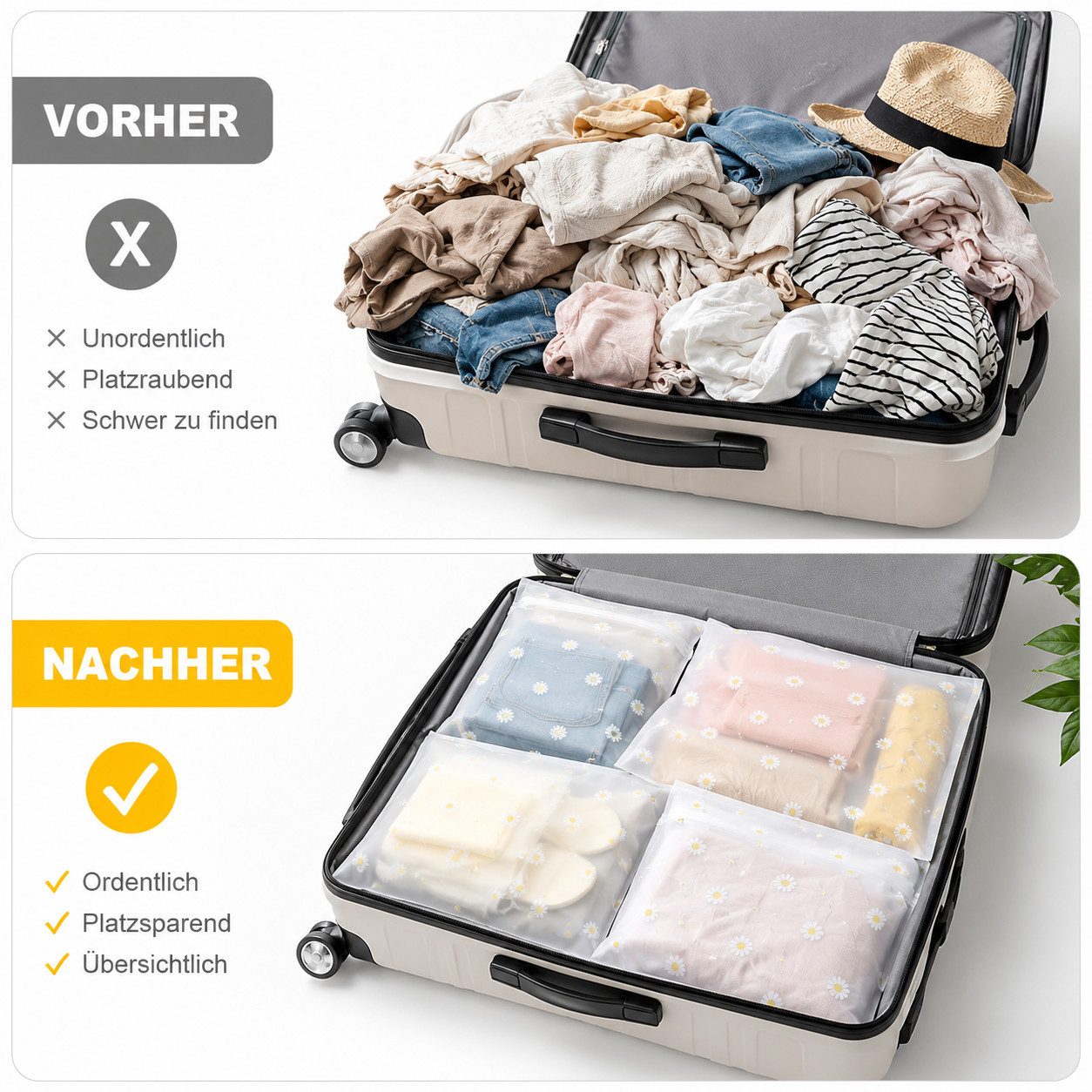 ALARA HOME Kofferorganizer 20 Stück Reise Kleidertaschen Organizer Zip Beutel Wasserdicht