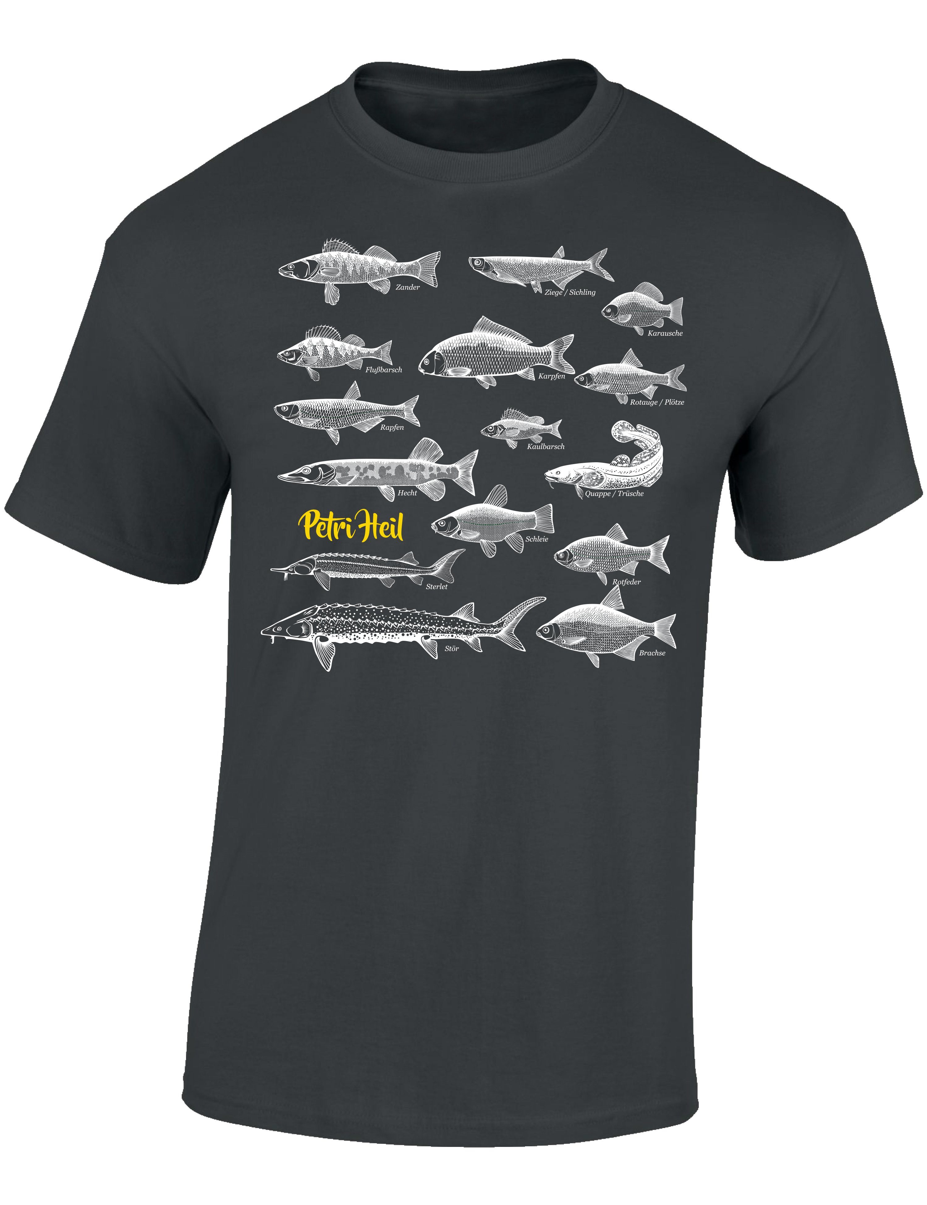 Baddery Print-Shirt Angel Tshirt: "Petri Heil" - Angler T-Shirt Männer - An günstig online kaufen