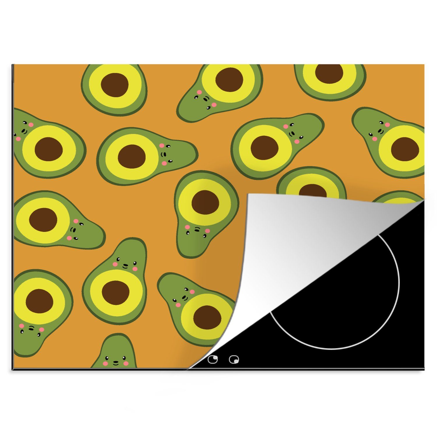 Herdblende-/Abdeckplatte Avocado, Kawaii Mobile cm, nutzbar, Arbeitsfläche (1 Muster - Vinyl, - 60x52 Ceranfeldabdeckung MuchoWow tlg),