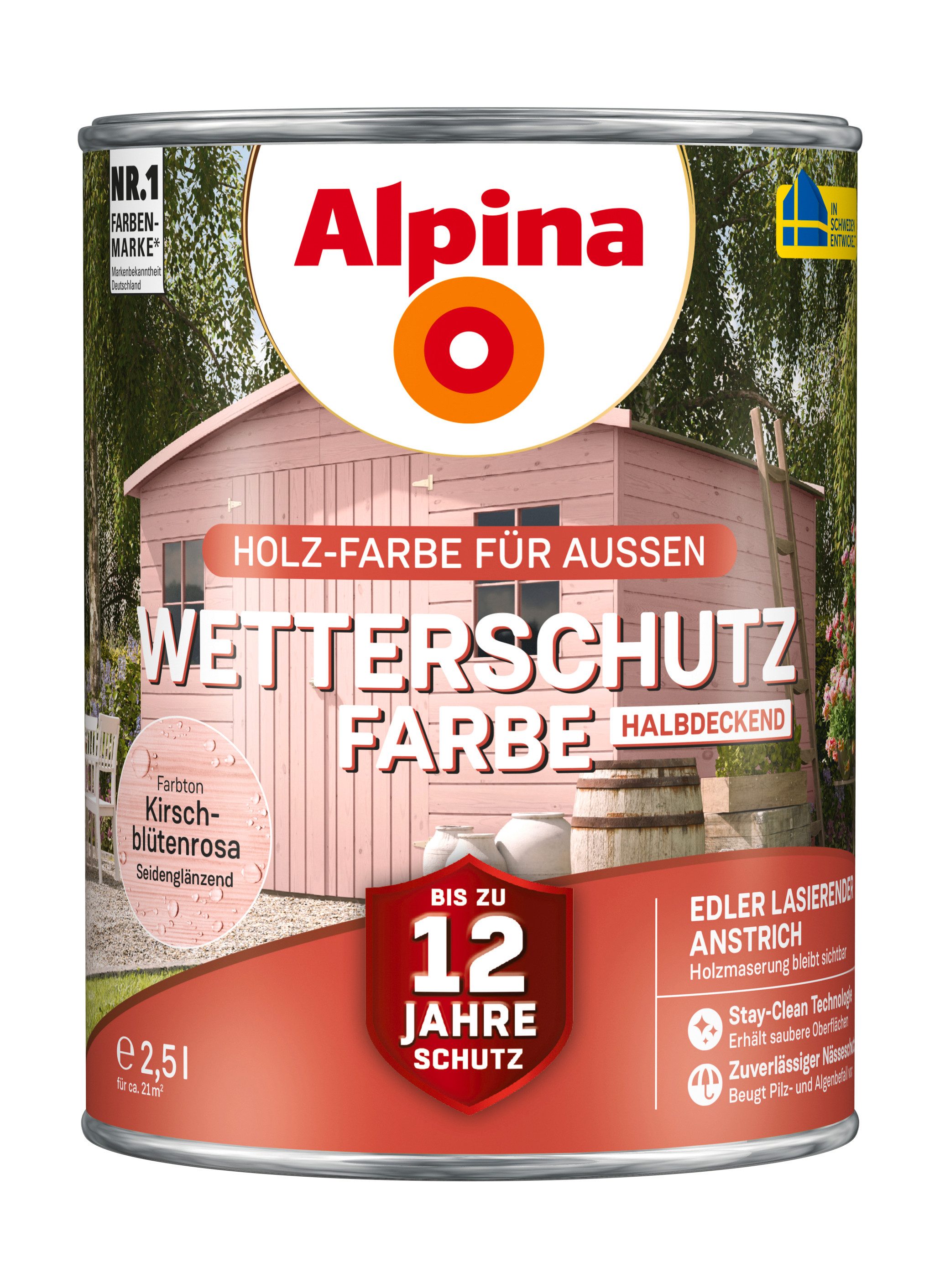 Alpina Holzschutzlasur Alpina Wetterschutz-Farbe halbdeckend seidenmatt