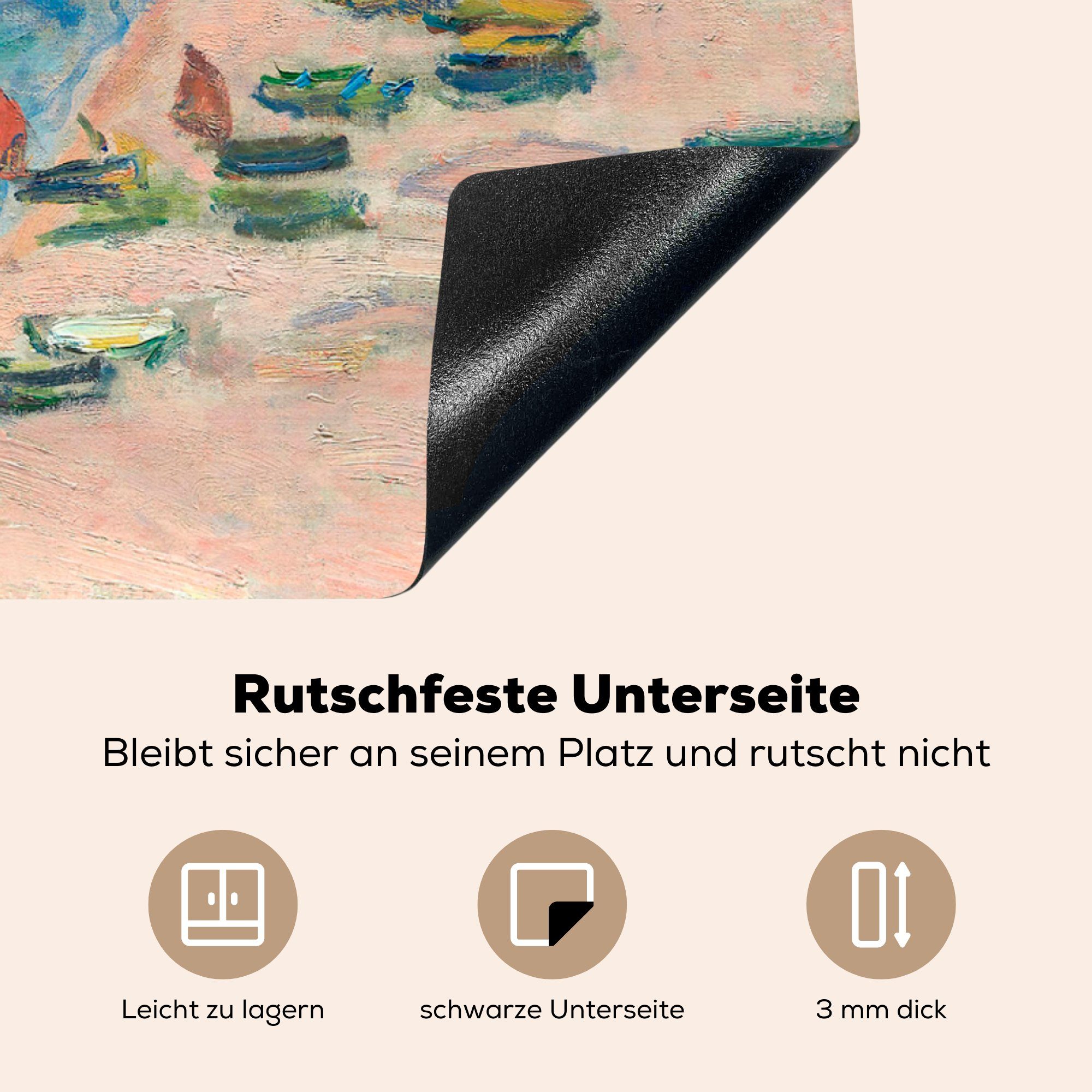 von tlg), die Gemälde Der Vinyl, Arbeitsplatte und d'Amont Ceranfeldabdeckung, für küche cm, Herdblende-/Abdeckplatte Monet, Claude Strand (1 Falaise - MuchoWow 78x78