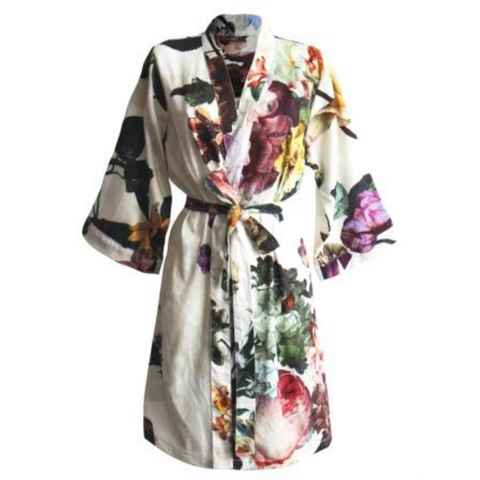 Essenza Kimono Fleur, Kurzform, Baumwolle, Kimono-Kragen, Gürtel, mit wunderschönem Blumenprint