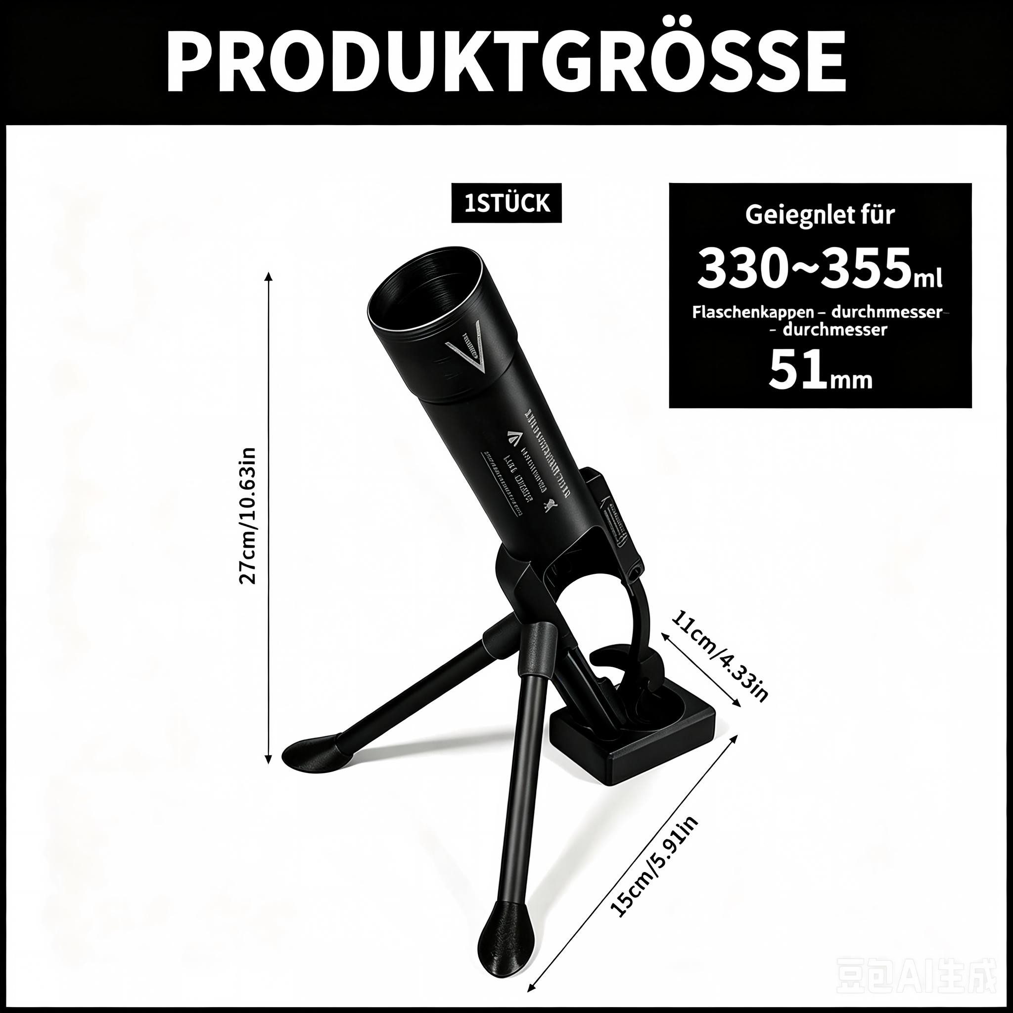 Kityhome Flaschenöffner Mörser Flaschenöffner 51 mm, lustiger Bieröffner, freihändig, Kronkorken-Abschuss,Partys / Grillabende / Camping / Spieleabende