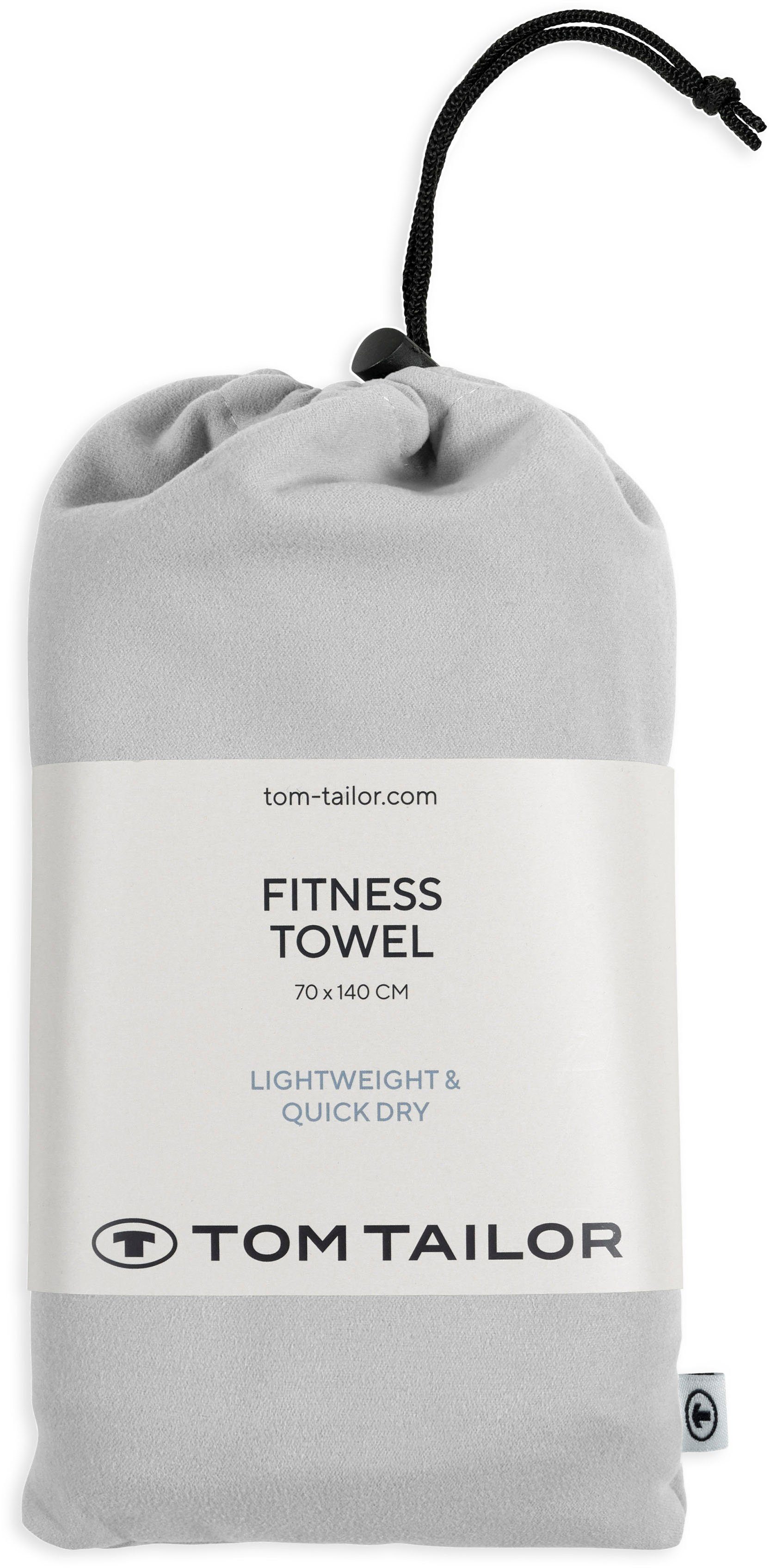 uni, gewebte weiche Fitness, dünne, Duschtuch schnell silver Ware mit (1-St), Qualität, TAILOR HOME TOM Logo trocknend, feinfädige,