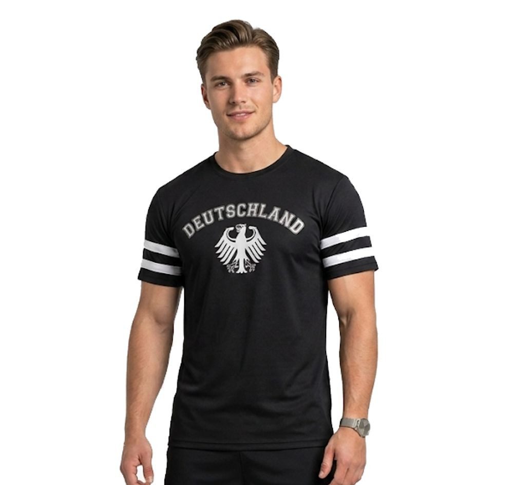 coole-fun-t-shirts Print-Shirt Deutschland T-Shirt WM 2026 Fan-Shirt Adler Fußball Weltmeister Deutschland T-Shirt Herren Weiss + Schwarz