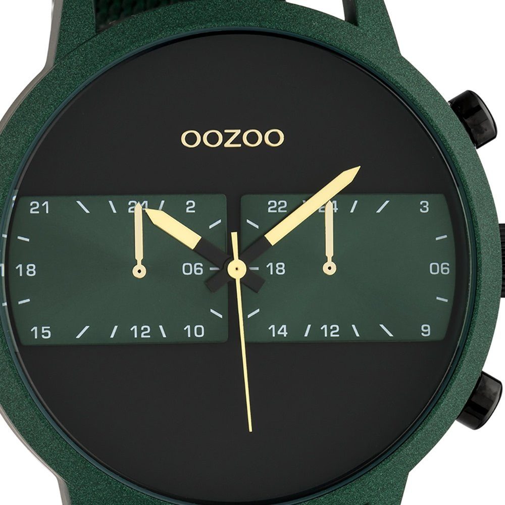 OOZOO Quarzuhr Oozoo Herren (ca. Herrenuhr grün Fashion-Style extra Analog, Armbanduhr 50mm) groß Edelstahlarmband, rund