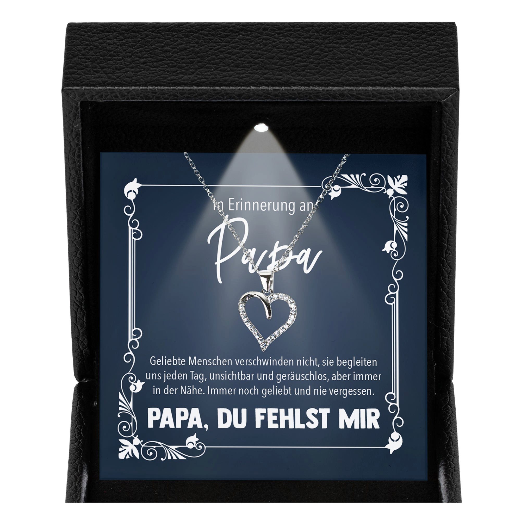 22Feels Schmuckset In Erinnerung An Papa Trauer Andenken Kondolenz Geschenk Halskette (Geschenkset), Silber 925/000, Geschenkset Made In Germany, Premium Licht Etui