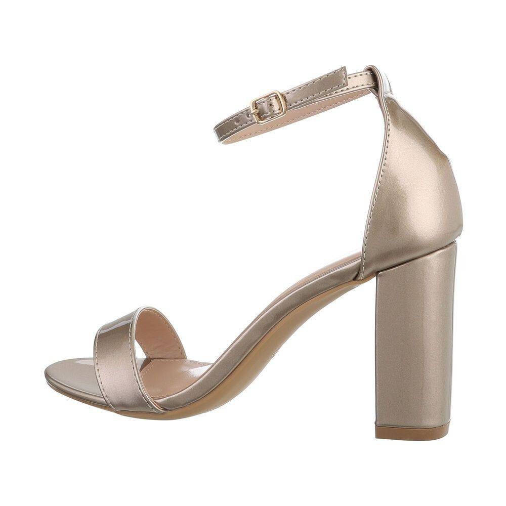Ital-Design Damen Party & Clubwear High-Heel-Sandalette Blockabsatz Sandalen  & Sandaletten in Gold