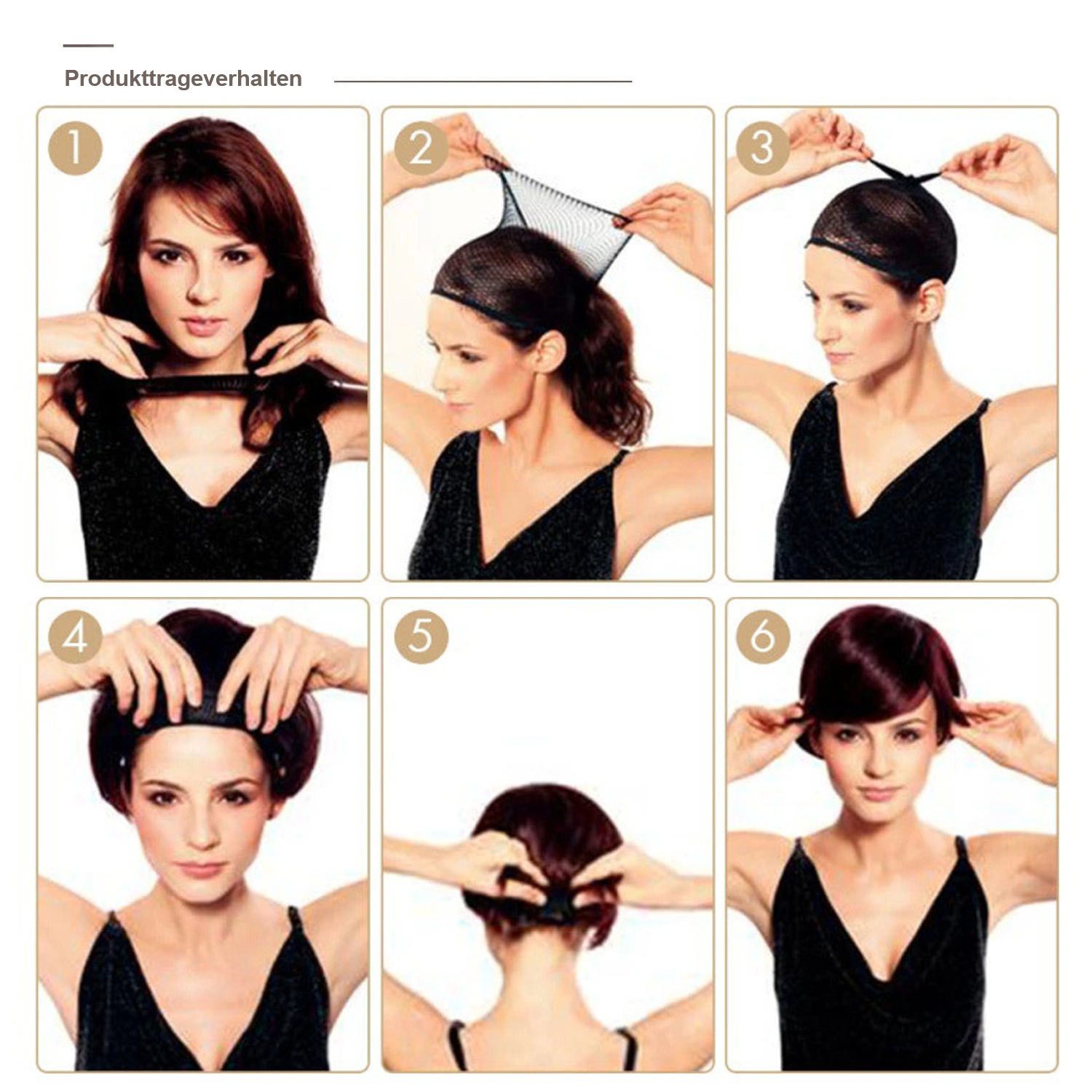 Refttenw Kunsthaarperücke Damen Perücke mit pony,Kurze lockige Perücke,Hitzefaser Perücke,30 cm