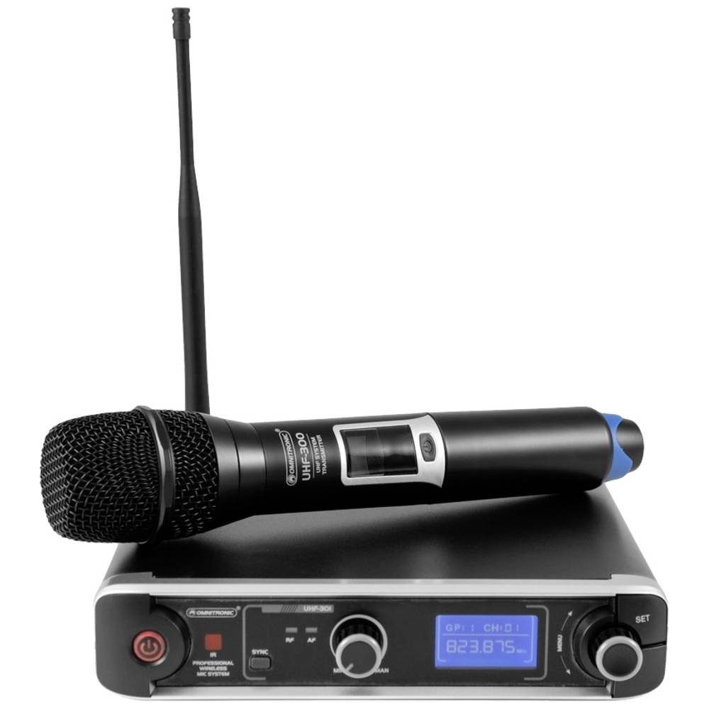 Omnitronic Mikrofon 1-Kanal-Funkmikrofonsystem 823-832/863-865MHz, Metallgehäuse