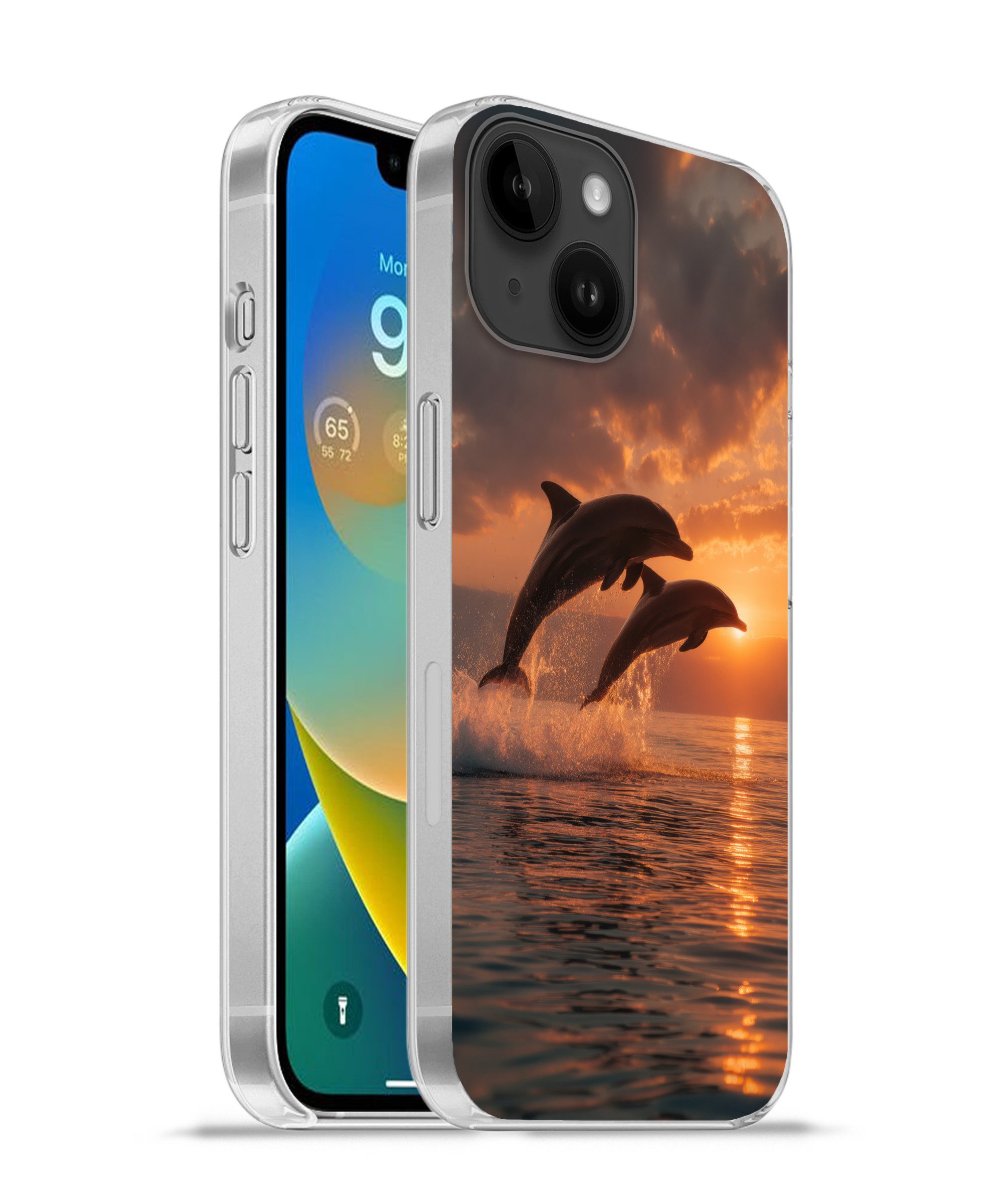 MuchoWow Handyhülle für Apple iPhone 14 Delfine - Meer - Realistisch, Smartphone-Bumper, Print, Handy Schutzhülle Dünn