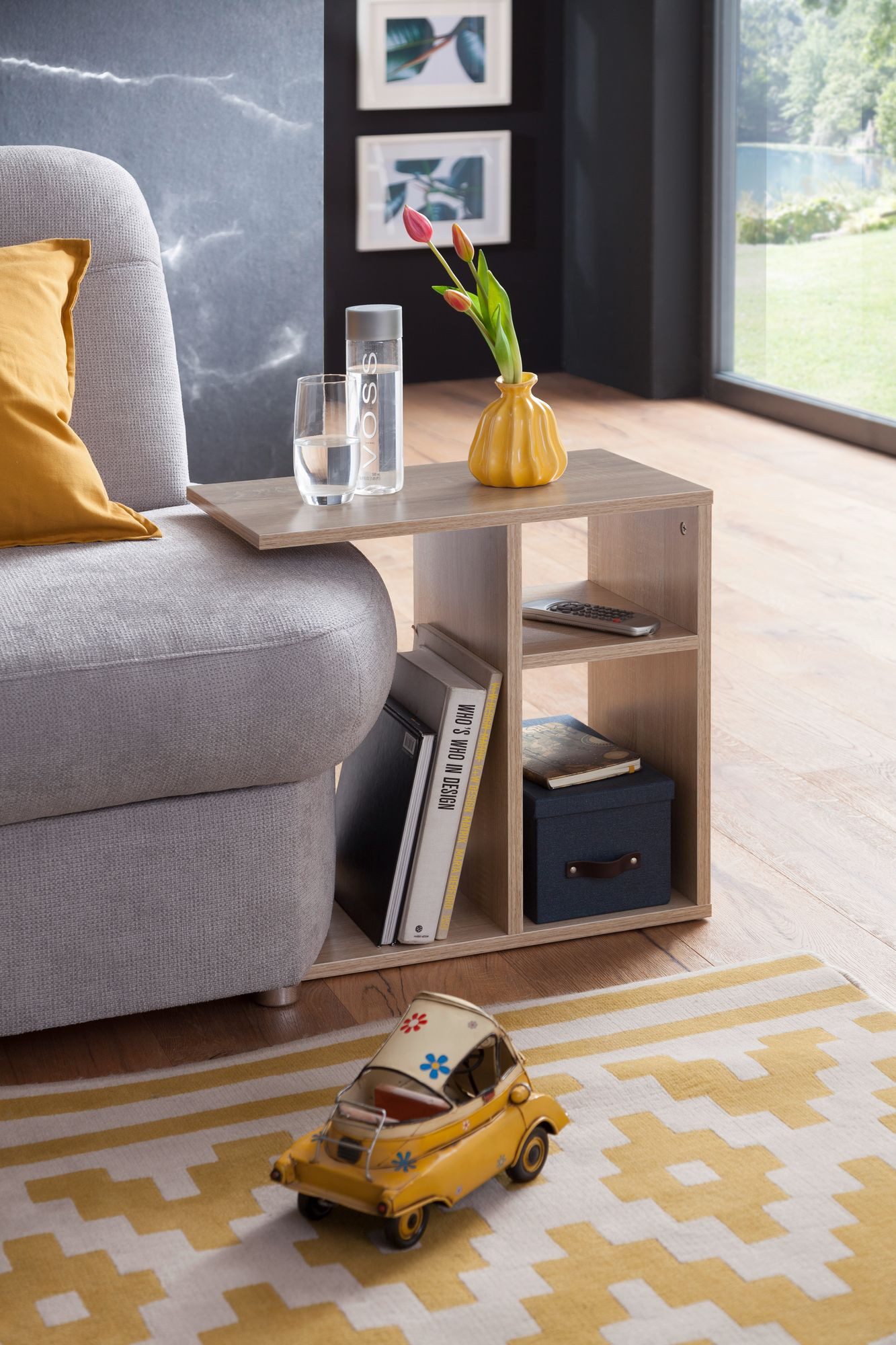 Wohnling Beistelltisch WL5.314 Holz Anstelltisch Couchtisch Klein Sofatisch Sonoma (50x50x30 cm Holz Sonoma, Design Anstelltisch Sofa), Kleiner Wohnzimmertisch, Sofatisch Rechteckig
