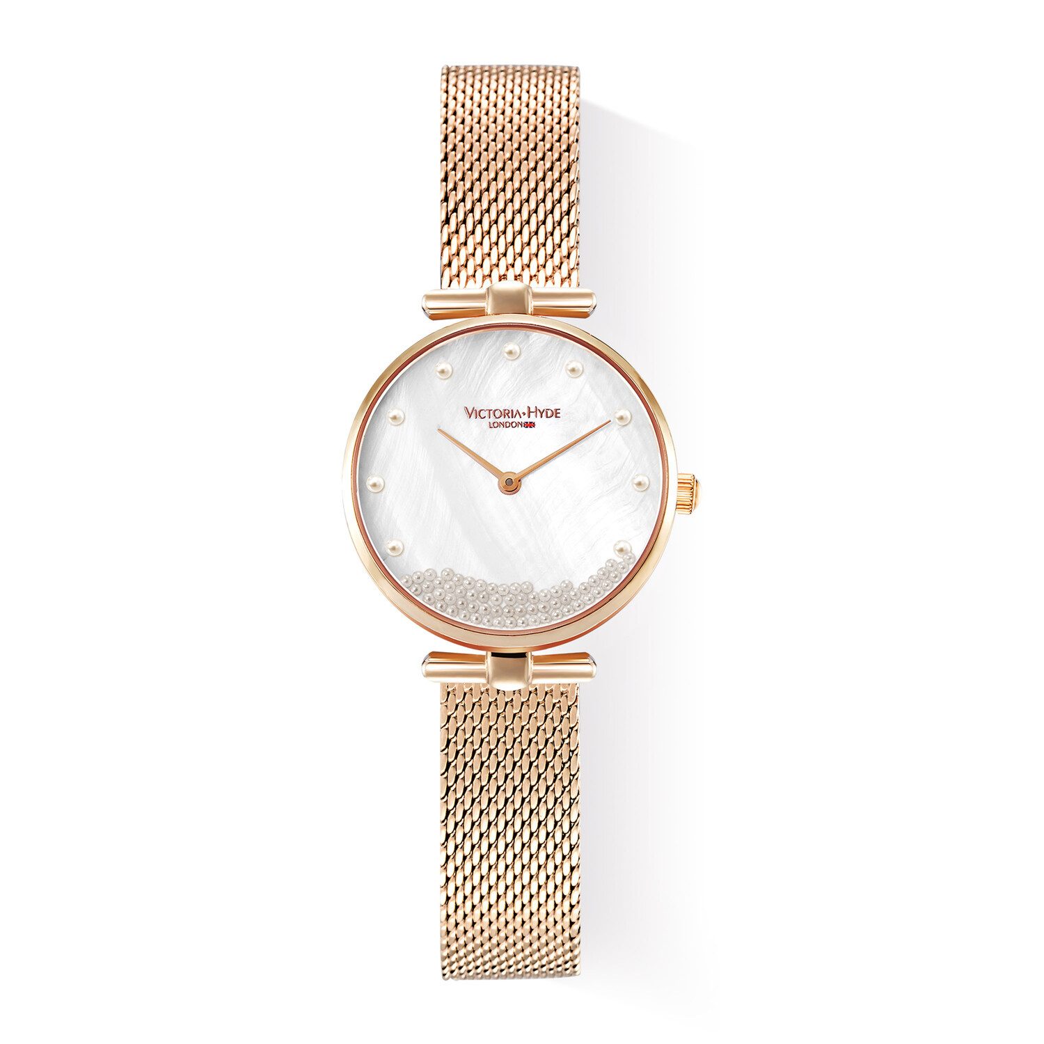 Victoria Hyde Quarzuhr Pearl Quarzuhr, Armbanduhr, Edelstahlarmband, Perlmutt-Zifferblatt Mesh-Armband, (1-tlg., Kein Set)