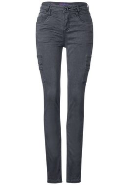STREET ONE Cargojeans Street One Casual Fit Jeans in Grey Washed Satin D (1-tlg) Taschen