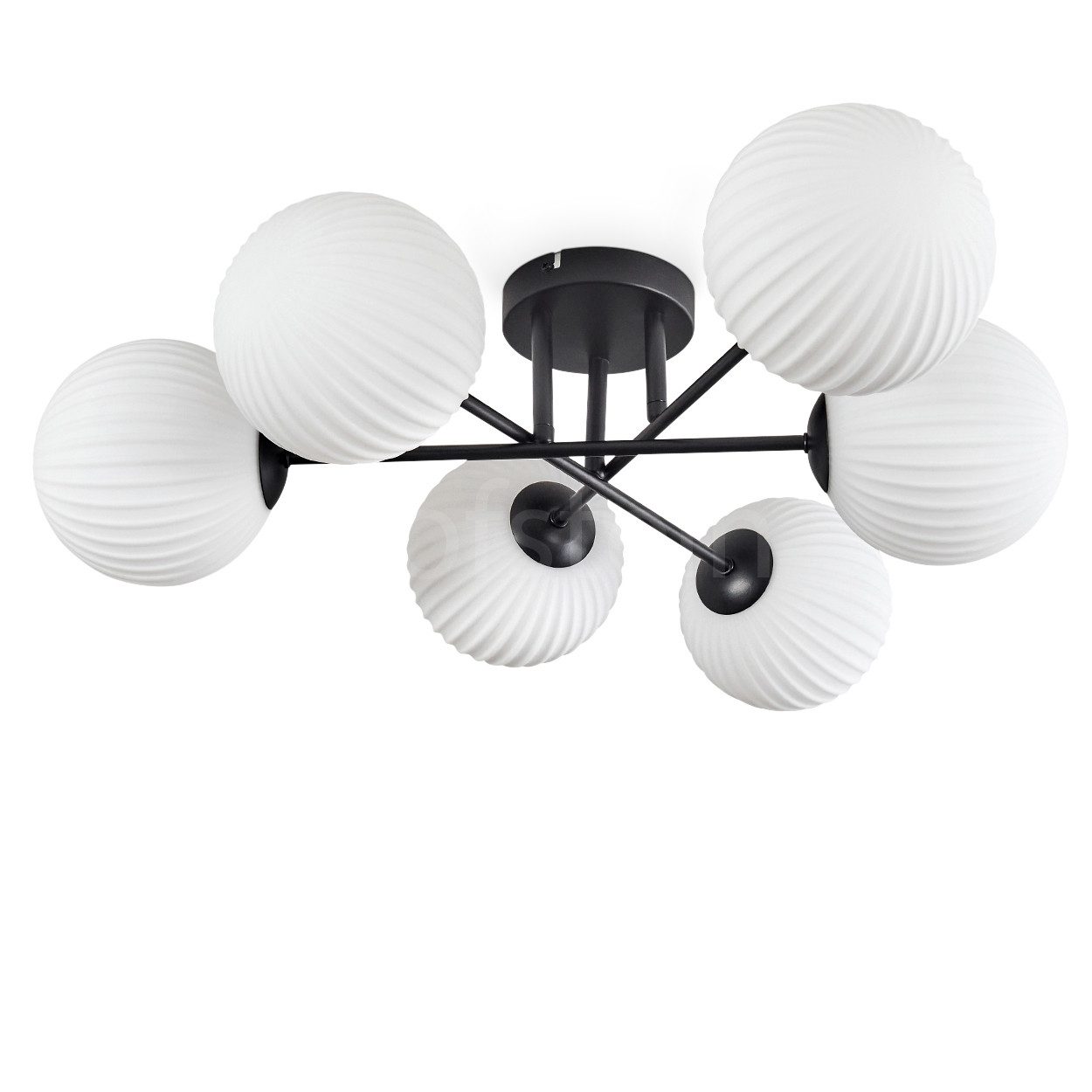 hofstein Deckenleuchte Deckenlampe aus Metall/Riffelglas in Schwarz/Weiß, o günstig online kaufen