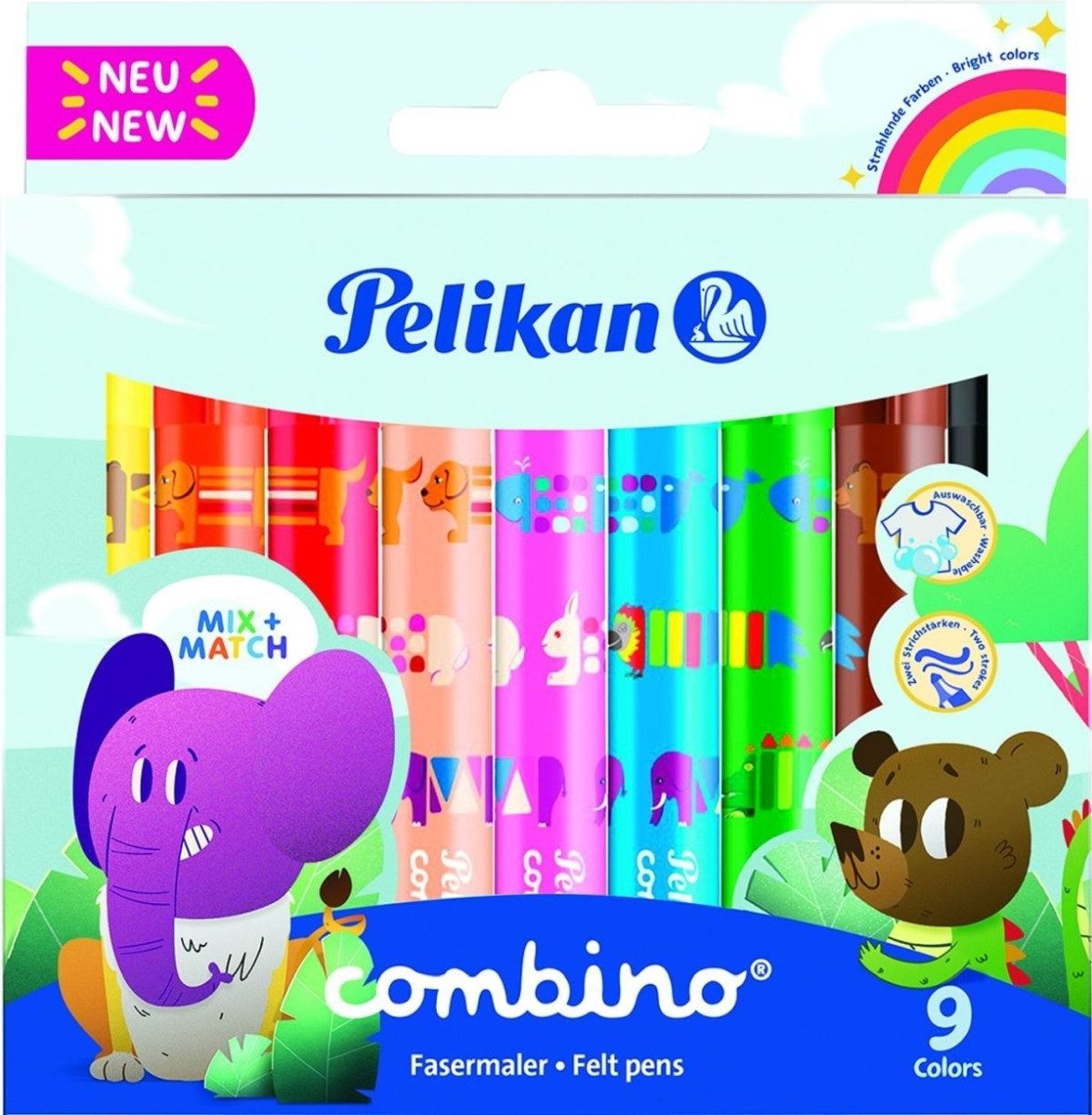 Pelikan Filzstift Fasermaler combino super 411 1mm Tiermotiven VE=10x9 Farben