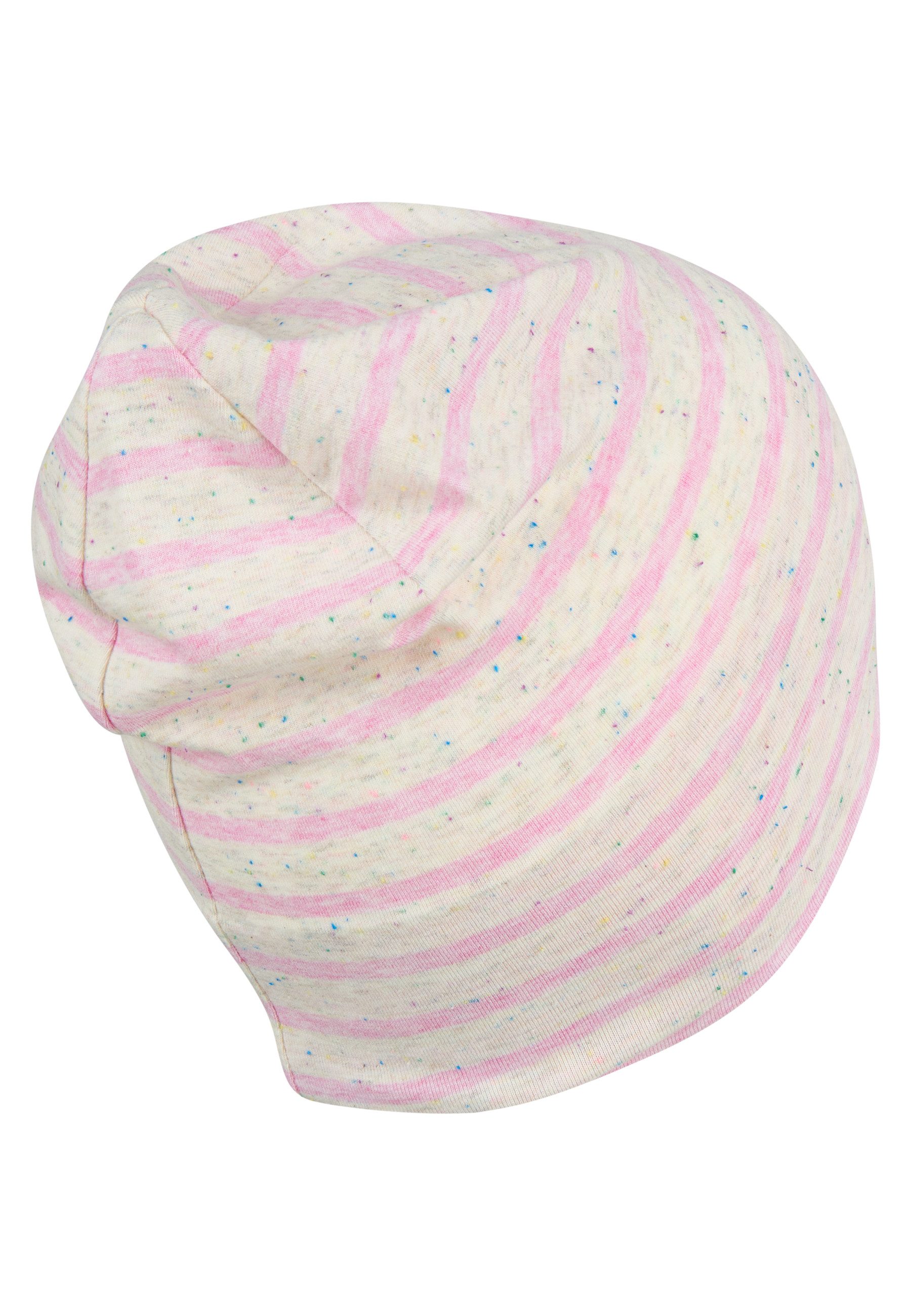 Sterntaler® Beanie UV-Schutz 50+ Beanie Streifen (1-St) Beanie aus Ringel-Melange-Jersey mit Pünktchen, 2 Tragevarianten