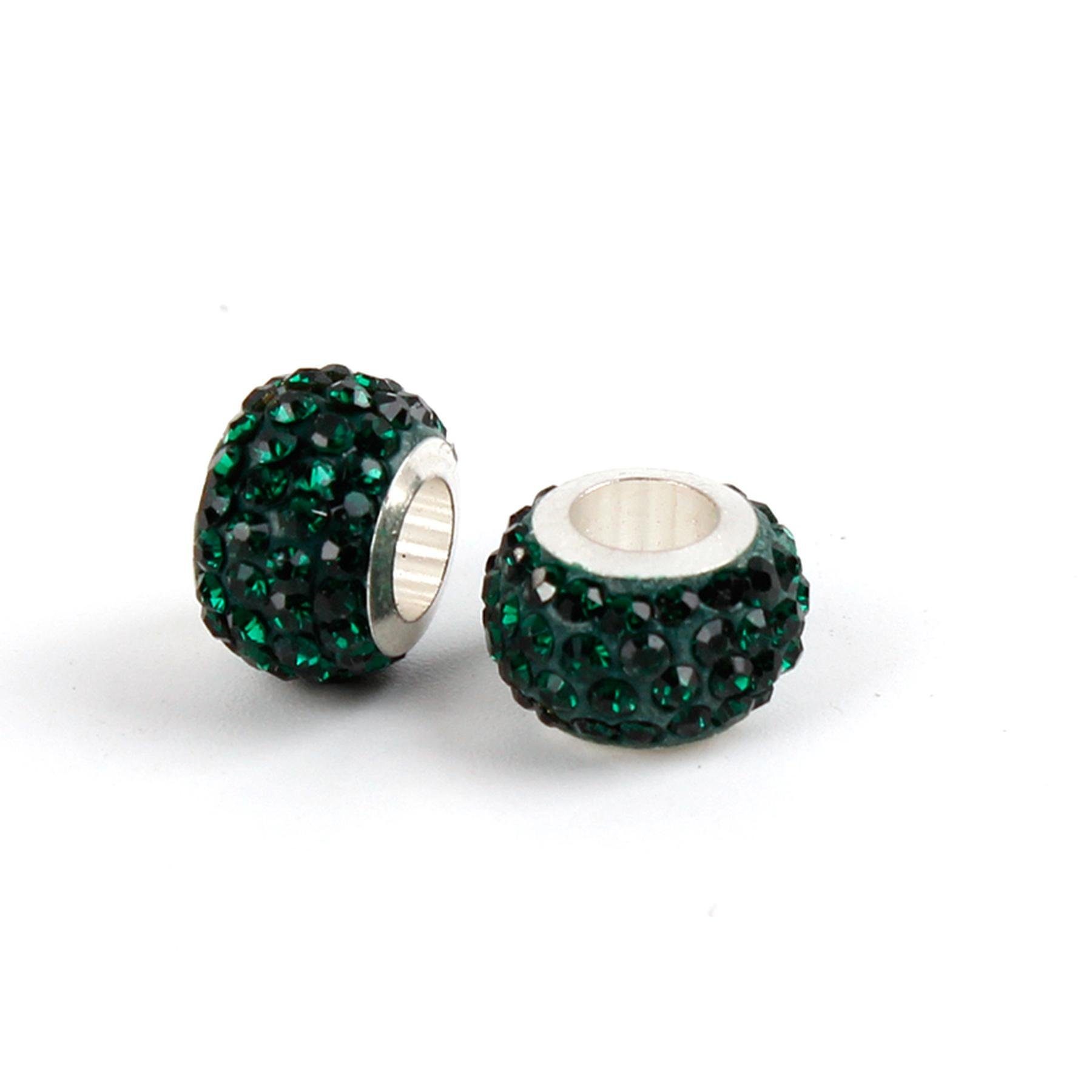 Kopper-24 Bastelperlen Großloch Spacer Charm Perlen Rondelle Stassperlen glitzernd 12 mm, 10
