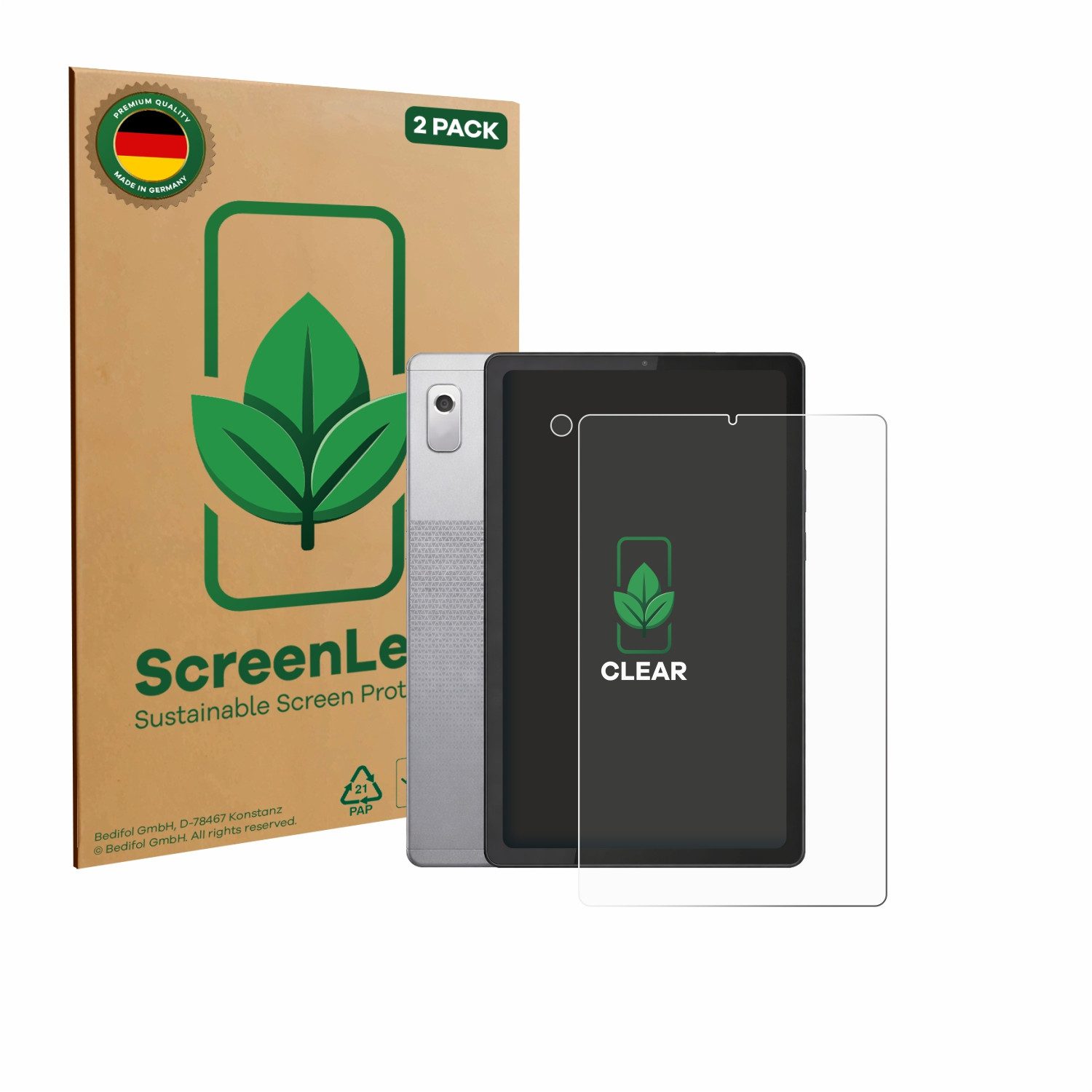 ScreenLeaf Displayschutzfolie Schutzfolie für Lenovo Tab M9 (Display+Kamera), 2 Stück, Displayschutz Schutz Folie Klar Transparent
