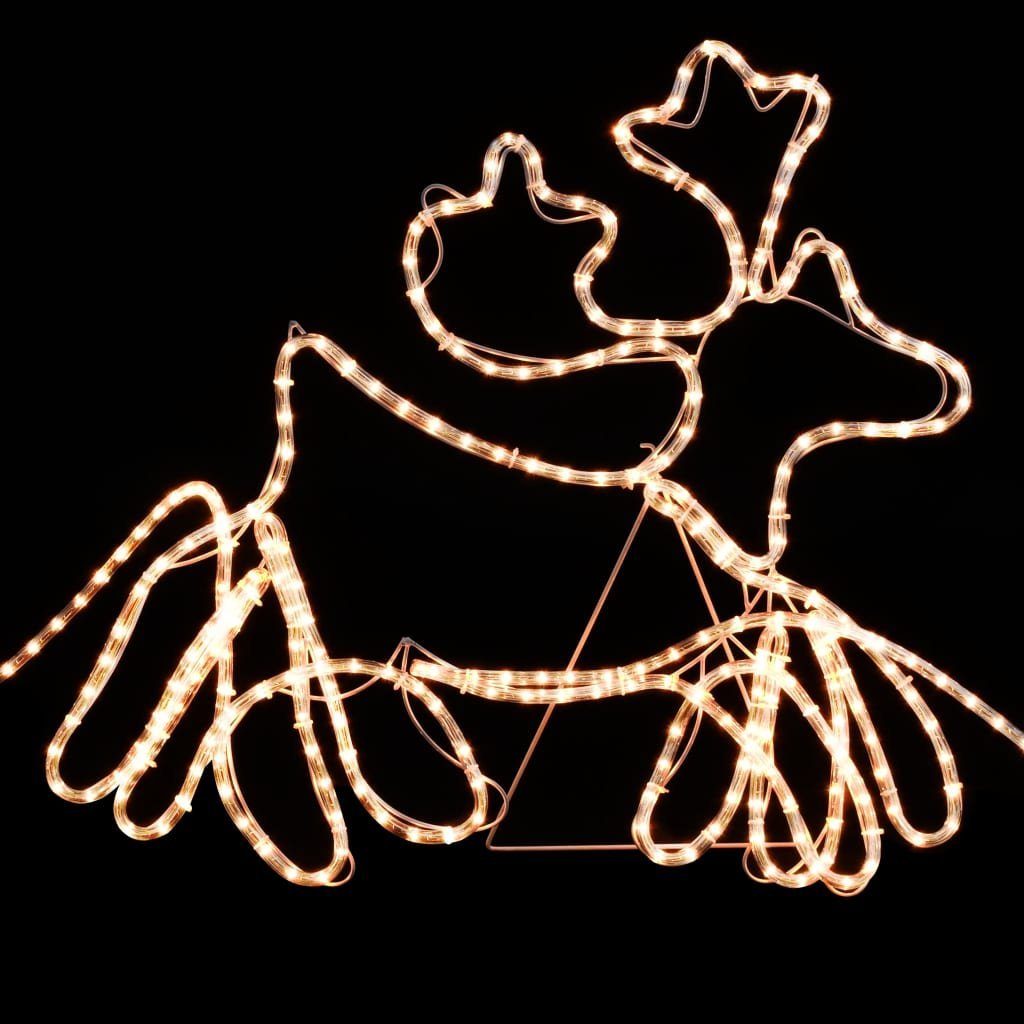 vidaXL XXL-Rentiere 1548 (1-tlg) 4 Weihnachtsbeleuchtung Christbaumschmuck Schlitten 500x80 LEDs