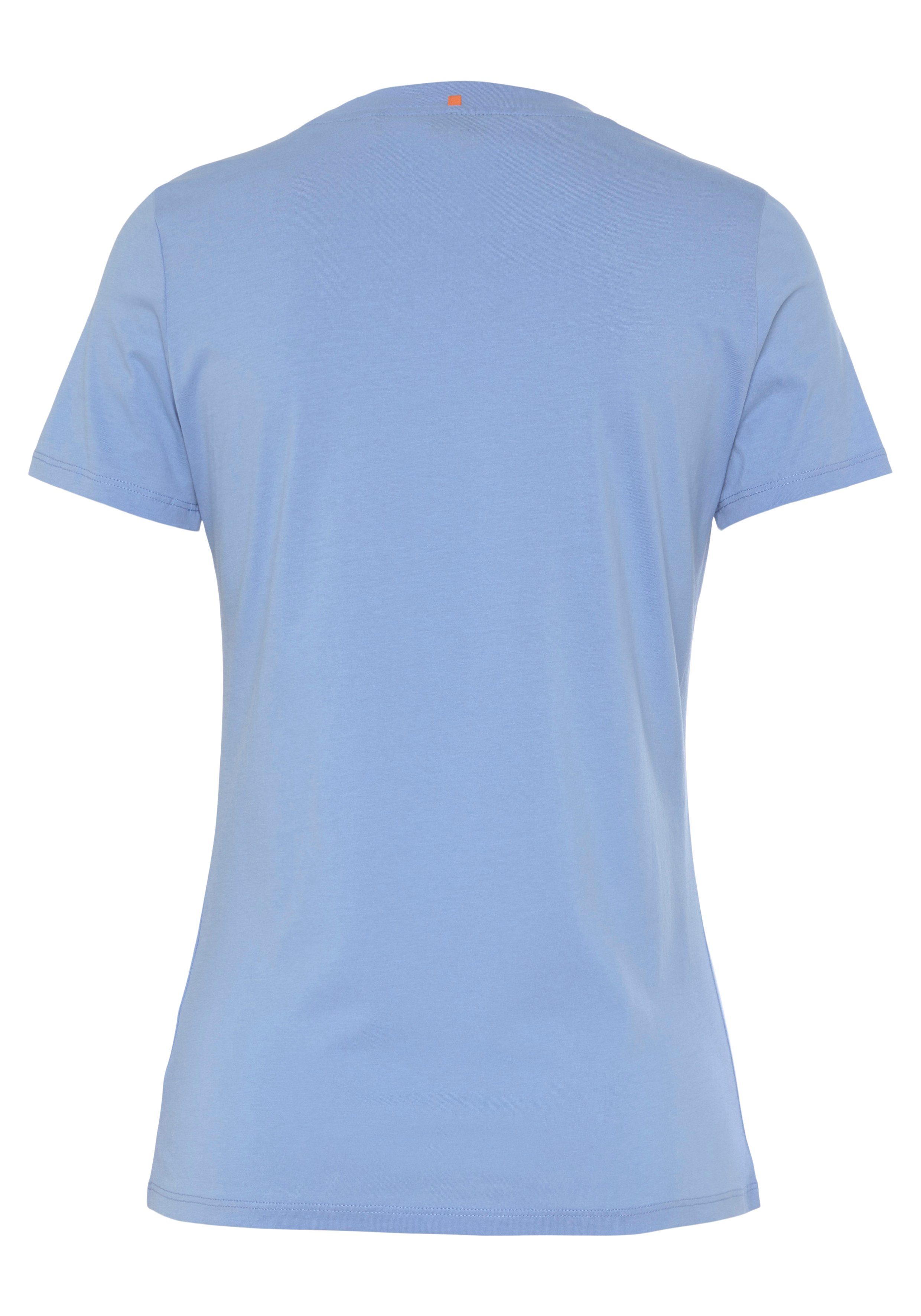 C_Elogo_5 (1-tlg) mit T-Shirt der Logoschriftzug ORANGE BOSS BOSS auf dunkelblau Brust