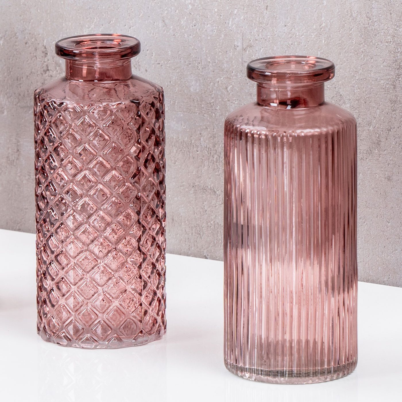 Levandeo® Dekovase, 2er Set Vase H14cm Rosa Glas Blumenvase Tischdeko Frühl günstig online kaufen