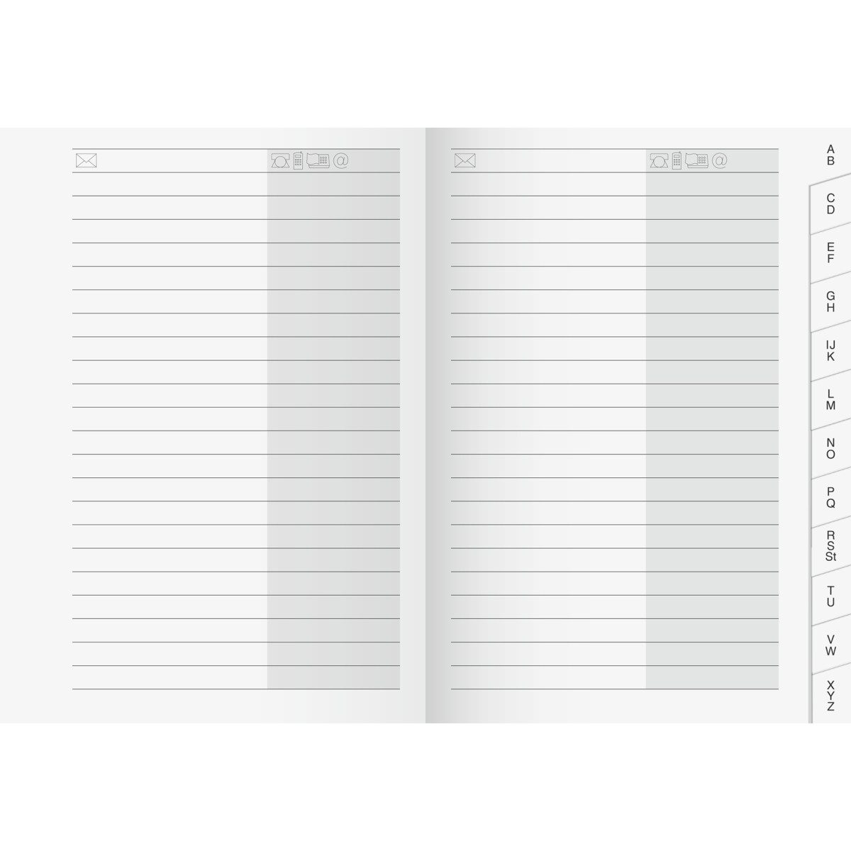 BRUNNEN Taschenkalender Registerheft 9,2x13,9cm mit Registerschnitt A-Z