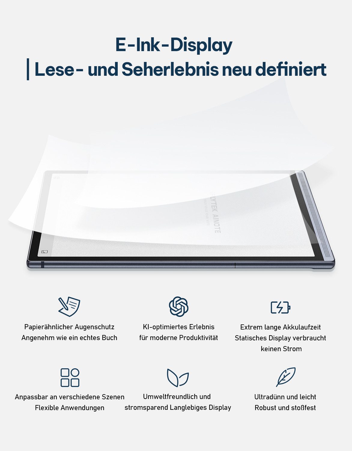 iFLYTEK AINOTE Air 2, 8,2-Zoll-Notiz-Tablet,digitales Notebook, e paper notiz Tablet (8.2", 32 GB, Android 11, Wi-Fi, Bluetooth, Mehrsprachiges Transkribieren, Nahtlose Cloud-Synchronisation, GPT-5)