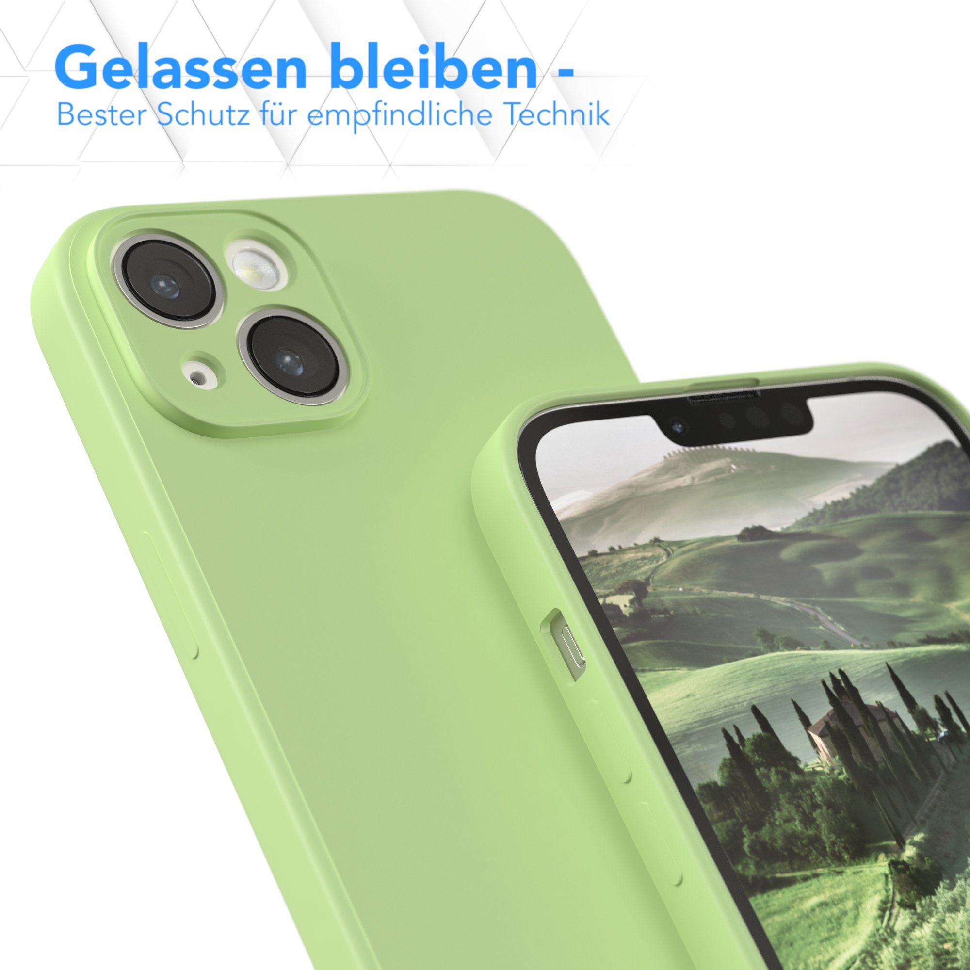 EAZY CASE Handyhülle für Apple iPhone 14 Plus Hülle Silikon 6,7 Zoll, Smart Slimcover Matt Silikon Schutzhülle mit Kameraschutz tpu Grün