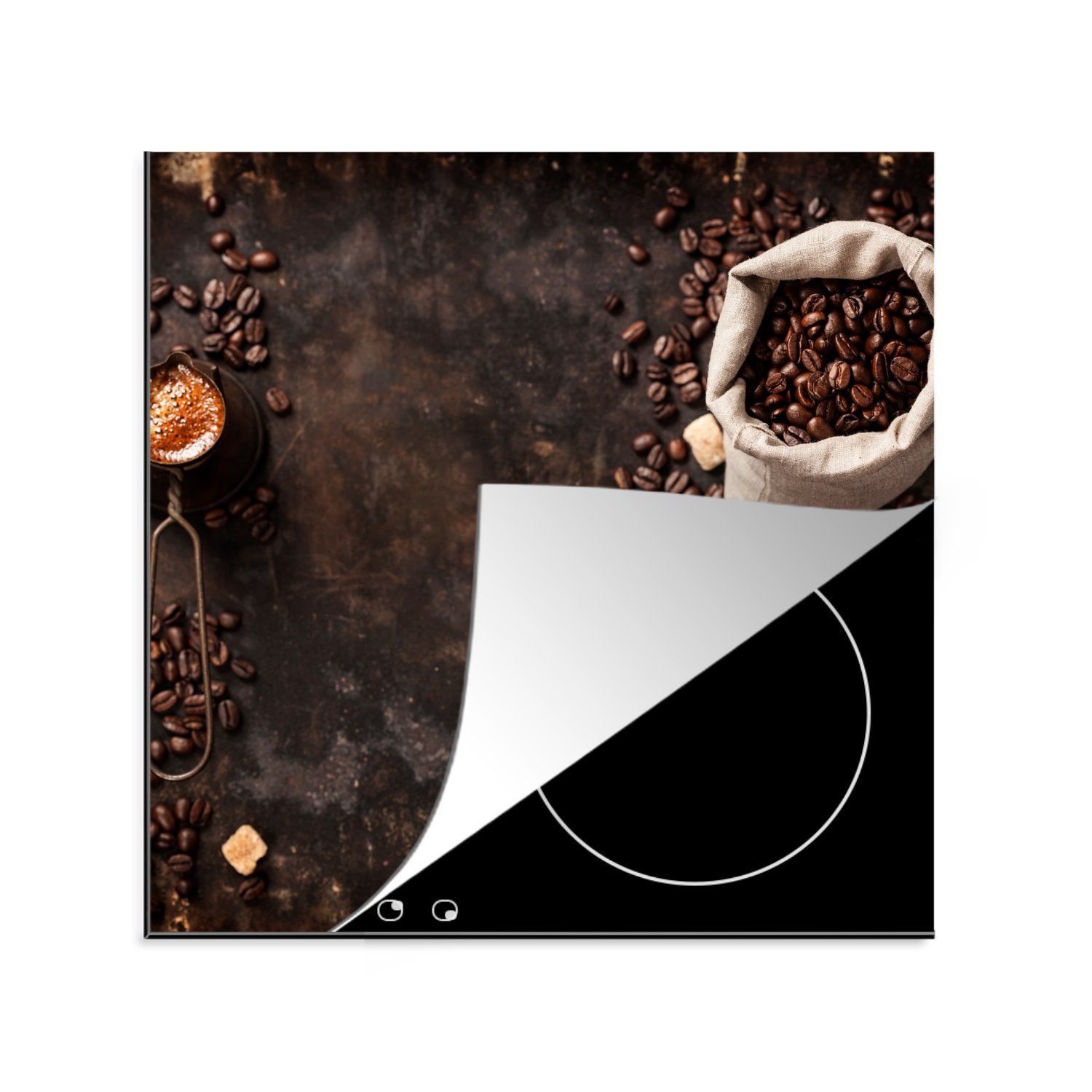MuchoWow Herdblende-/Abdeckplatte Kaffee Tee Ceranfeldabdeckung, cm, küche Vinyl, 78x78 Arbeitsplatte tlg), Tee-8-1-1, für (1 Hoher