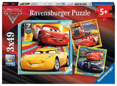 Ravensburger Puzzle Kinderpuzzle Bunte Flitzer 3x49 Teile, 3 Puzzleteile