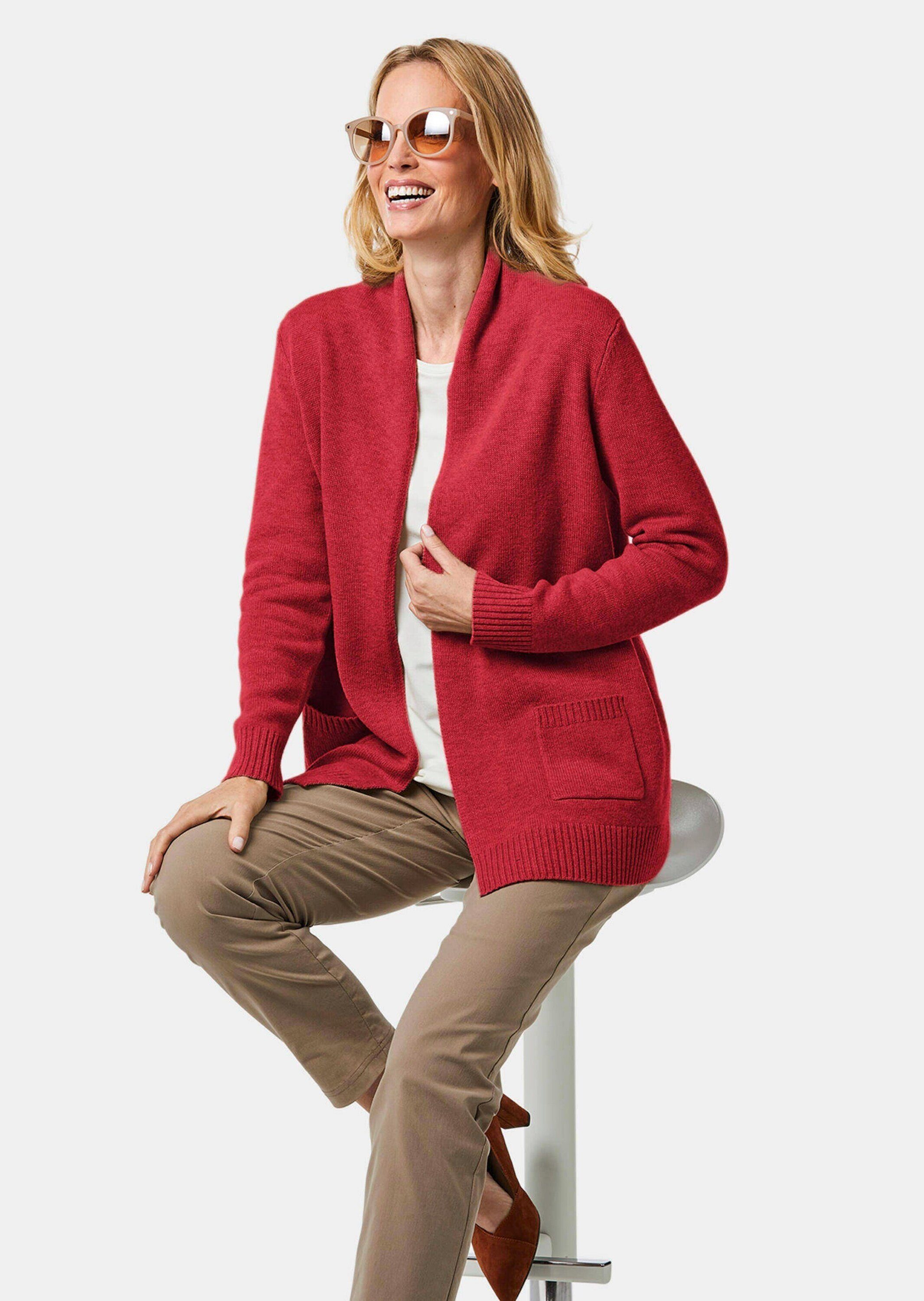 GOLDNER Strickjacke Schalkragenstrickjacke rot