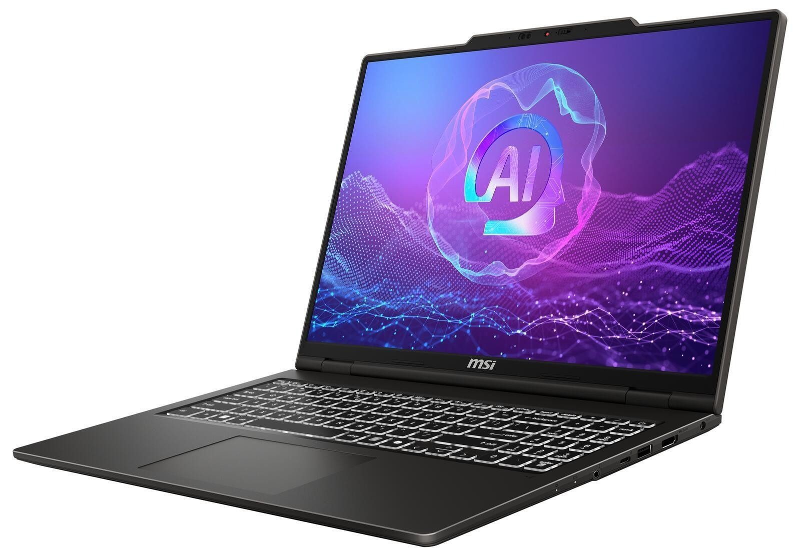 MSI Venture A16 AI+ A3HMG Ryzen AI 5 340 OLED Display, 2K 16 GB RAM Notebook (40,6 cm/16 Zoll, AMD Ryzen AI 5 340, Radeon 840M, 16 GB, 512 GB SSD, Fingerabdrucksensor, Webcam-Abdeckung, Wi-Fi 6E, LAN, HDMI)