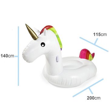 Goods+Gadgets Luftmatratze Aufblasbare Einhorn Luftmatratze, (Unicorn XL Badeinsel, Schwimm Matratze)