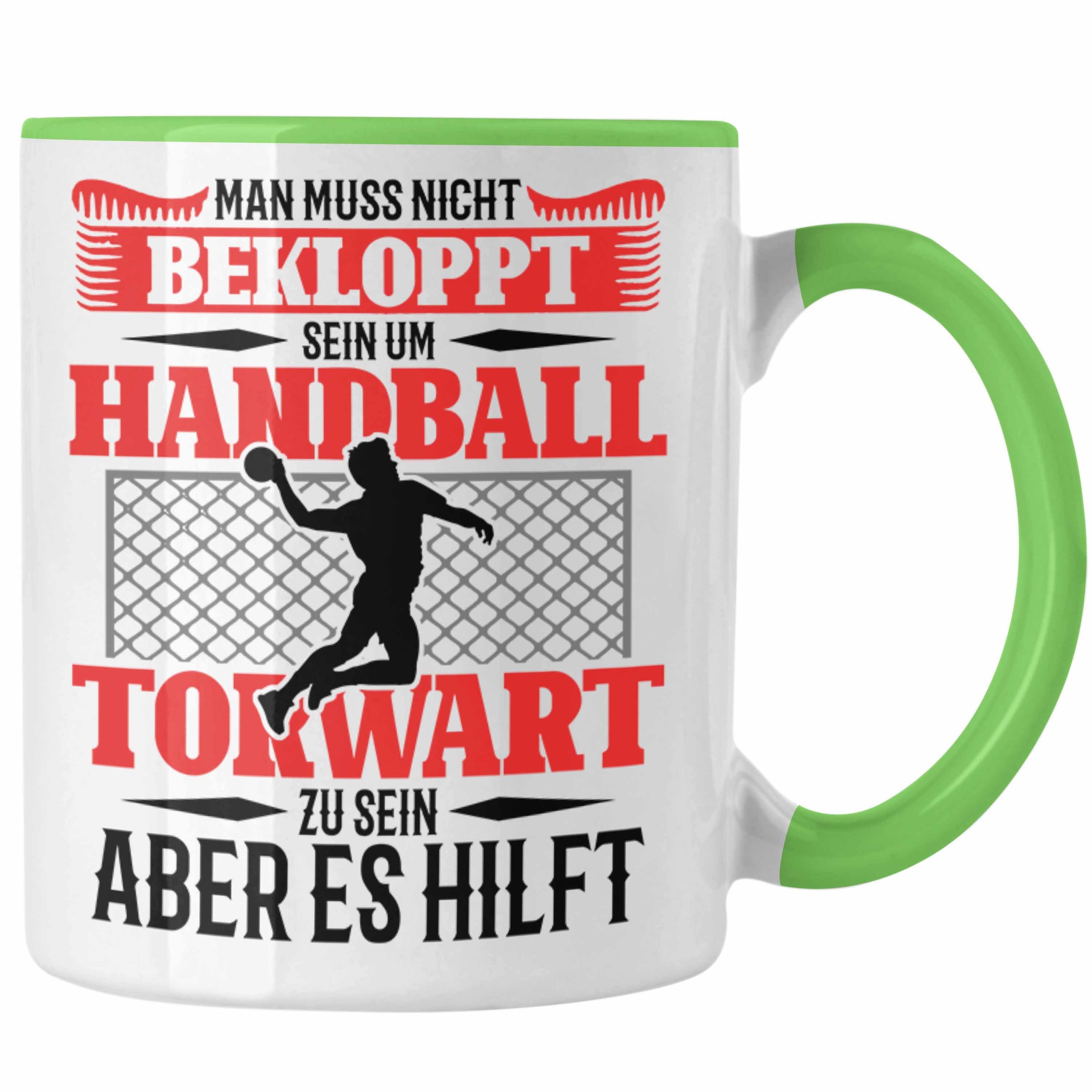 Trendation Tasse Geschenkid Lustige Geschenk für Grün Torhüter Tasse Spruch Torwart Handball