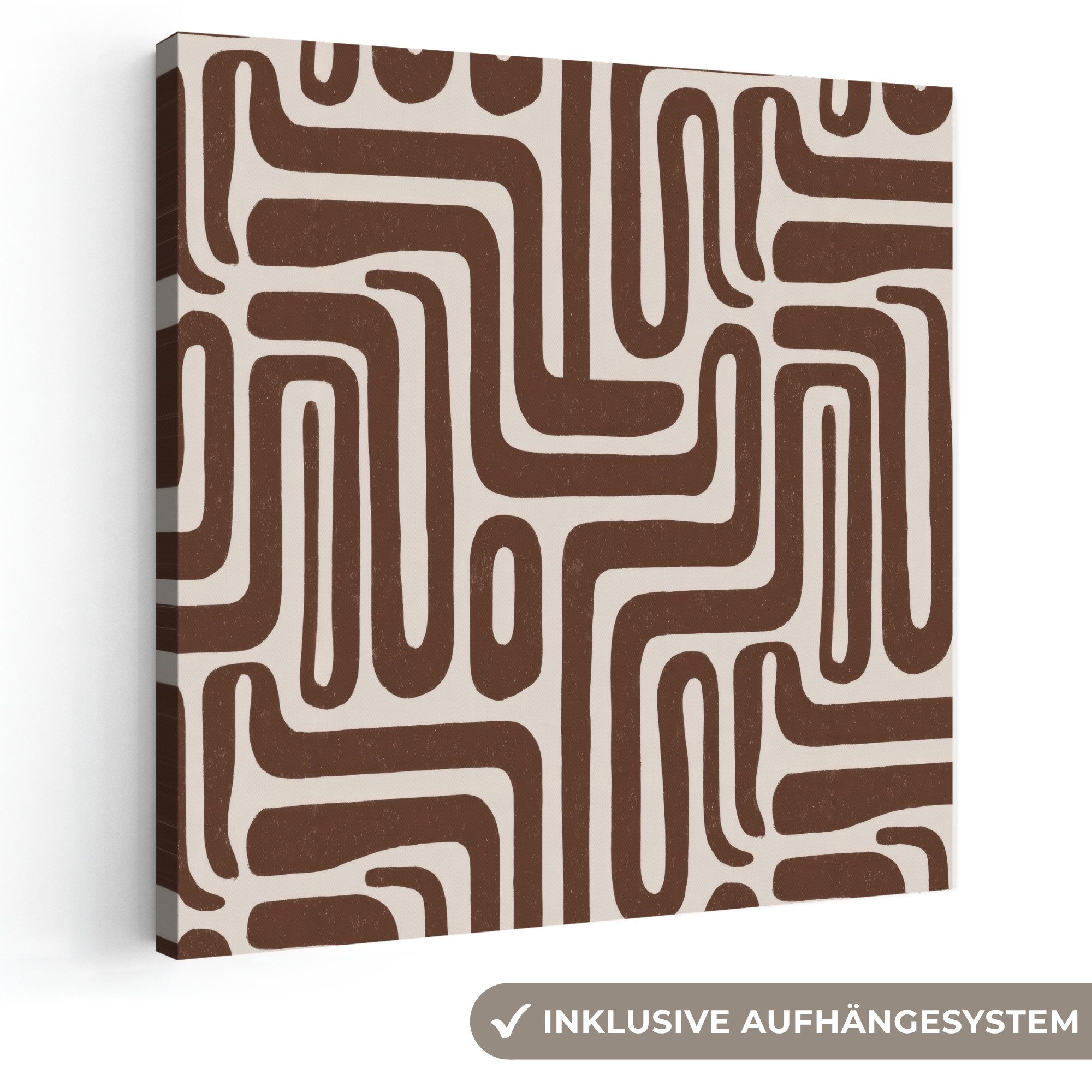 OneMillionCanvasses® Leinwandbild Abstrakt - Muster - Braun, Fotodruck (1 St), Wandbild, Deko Schlafzimmer Wohnzimmer Flur 20x20 cm