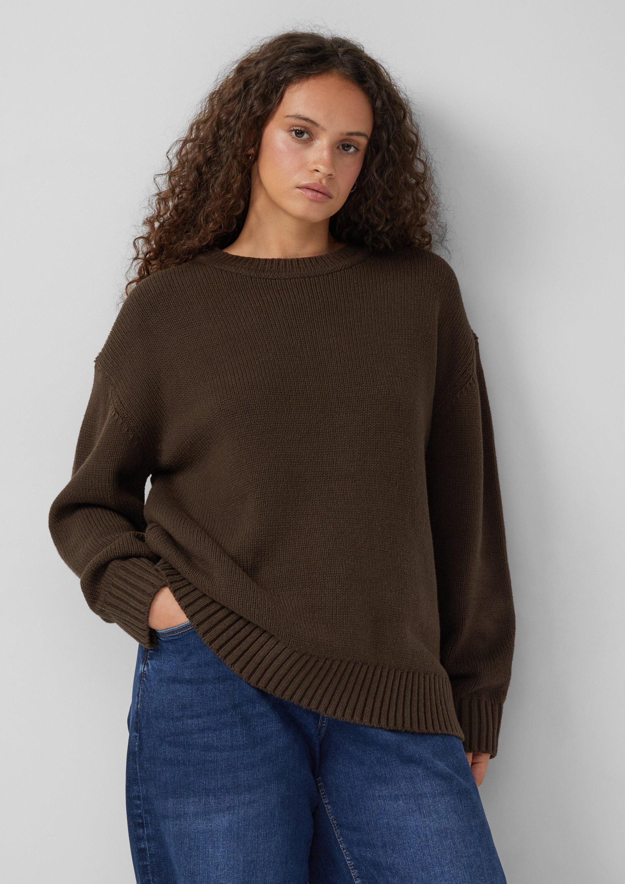 QS Longpullover Strickpullover Strickpullover aus weicher Baumwollmischung günstig online kaufen