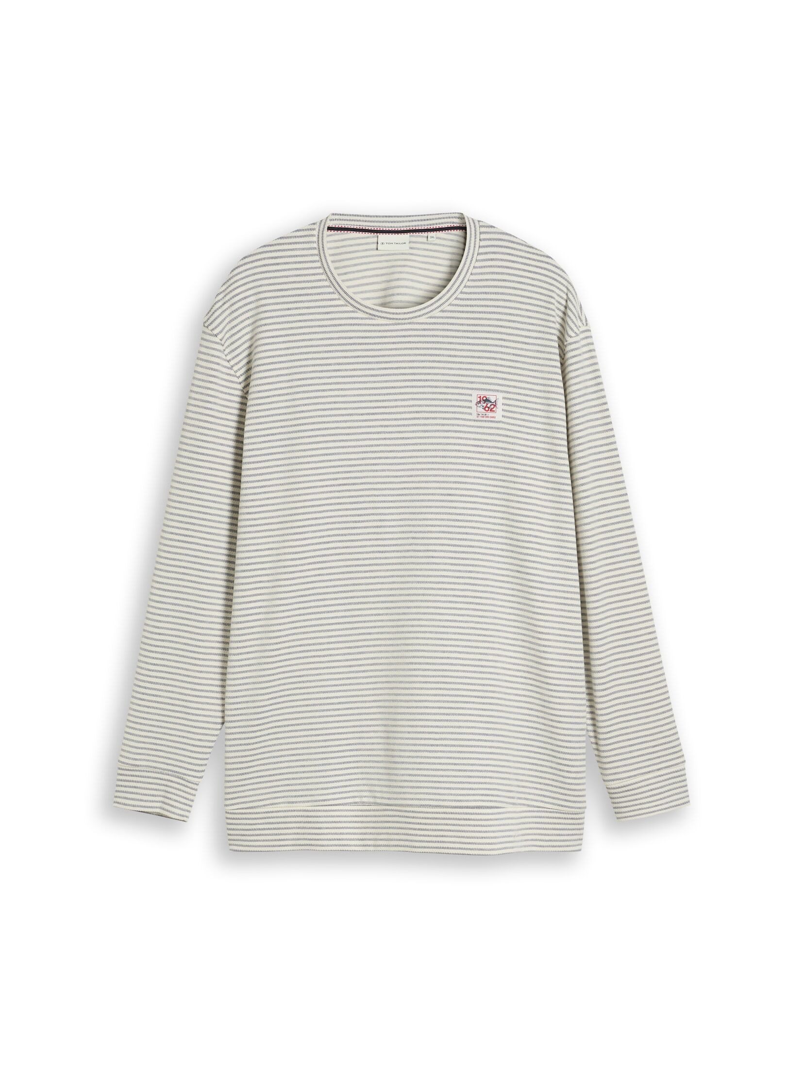 TOM TAILOR PLUS Langarmshirt T-Shirt (im Einserpack) Plus Size - Langarmshirt mit Streifenmuster