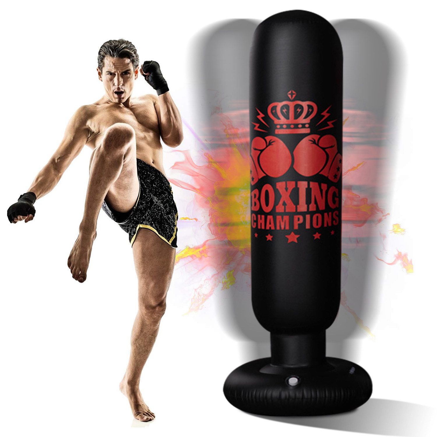 MOPUEA Boxsack Boxsack aufblasbare Standboxsack 1,6 m für das Taekwondo-Training
