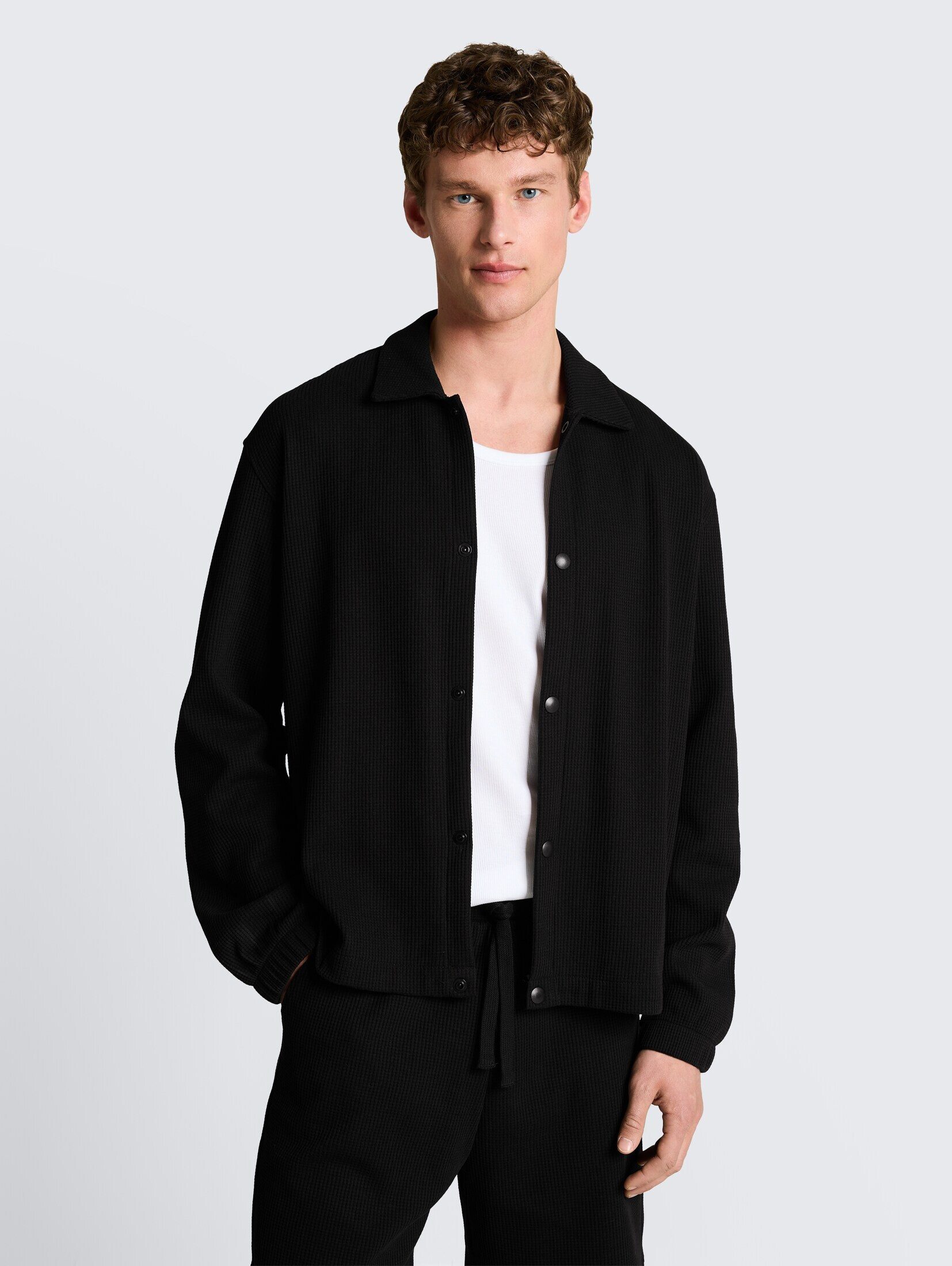 TOM TAILOR Denim Langarmhemd Blusen & Shirts Relaxed Fit Overshirt mit Waffelstruktur