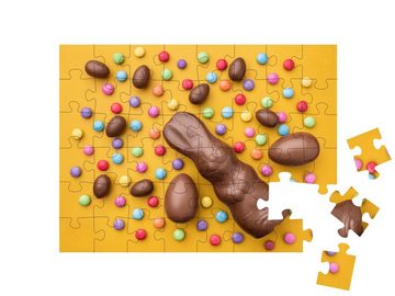 puzzleYOU Puzzle Schokoladenhasen, Eier und Süßigkeiten zu Ostern, 48 Puzzleteile, puzzleYOU-Kollektionen Festtage