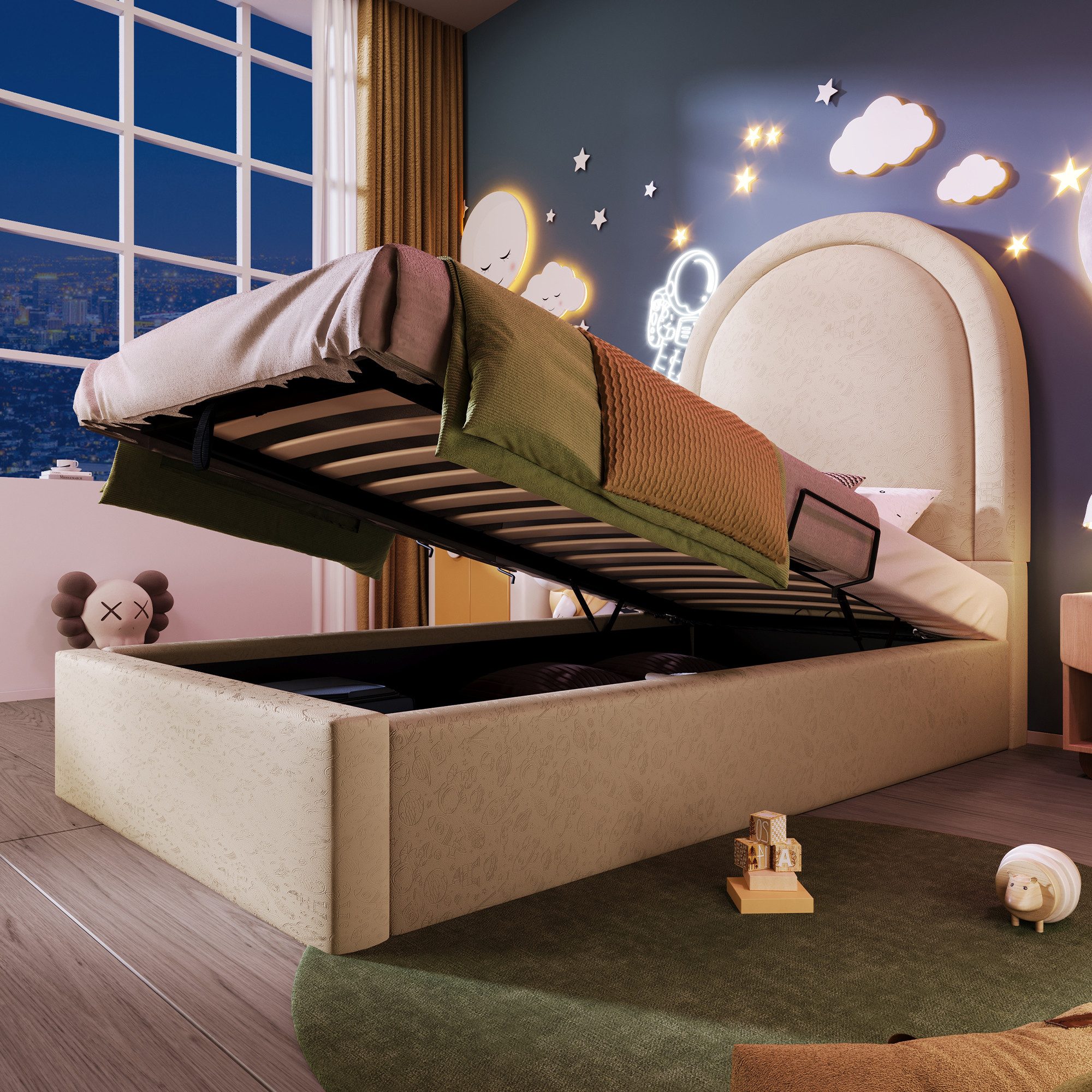 HAUSS SPOLE Polsterbett 90x200cm Kinderbett,mit kosmischem günstig online kaufen