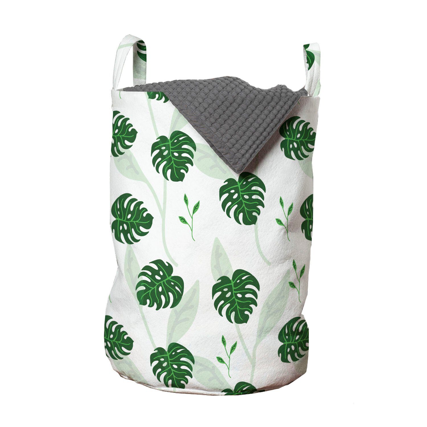 Abakuhaus Wäschesäckchen Wäschekorb mit Griffen Kordelzugverschluss für Waschsalons, Philodendron Dschungel-Laub Shadowy