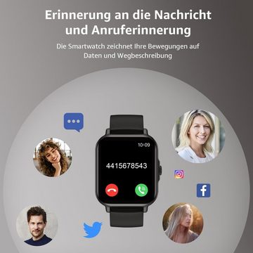 Acclafit Smartwatch (1,83 Zoll, Android, iOS), mit Benachrichtigungen, Antwort/Dial Anruf Fitnessuhr mit Herzfrequenz